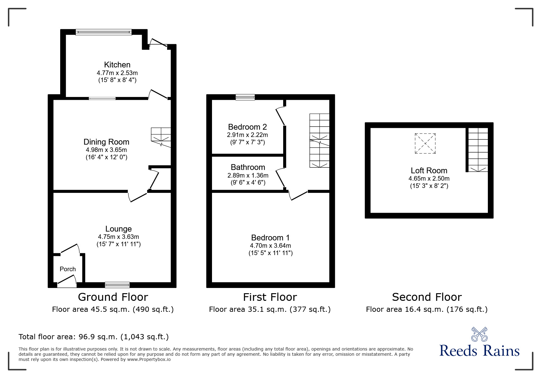 Floorplan of 2 bedroom Mid Terrace House for sale, Charlestown Road, Glossop, Derbyshire, SK13