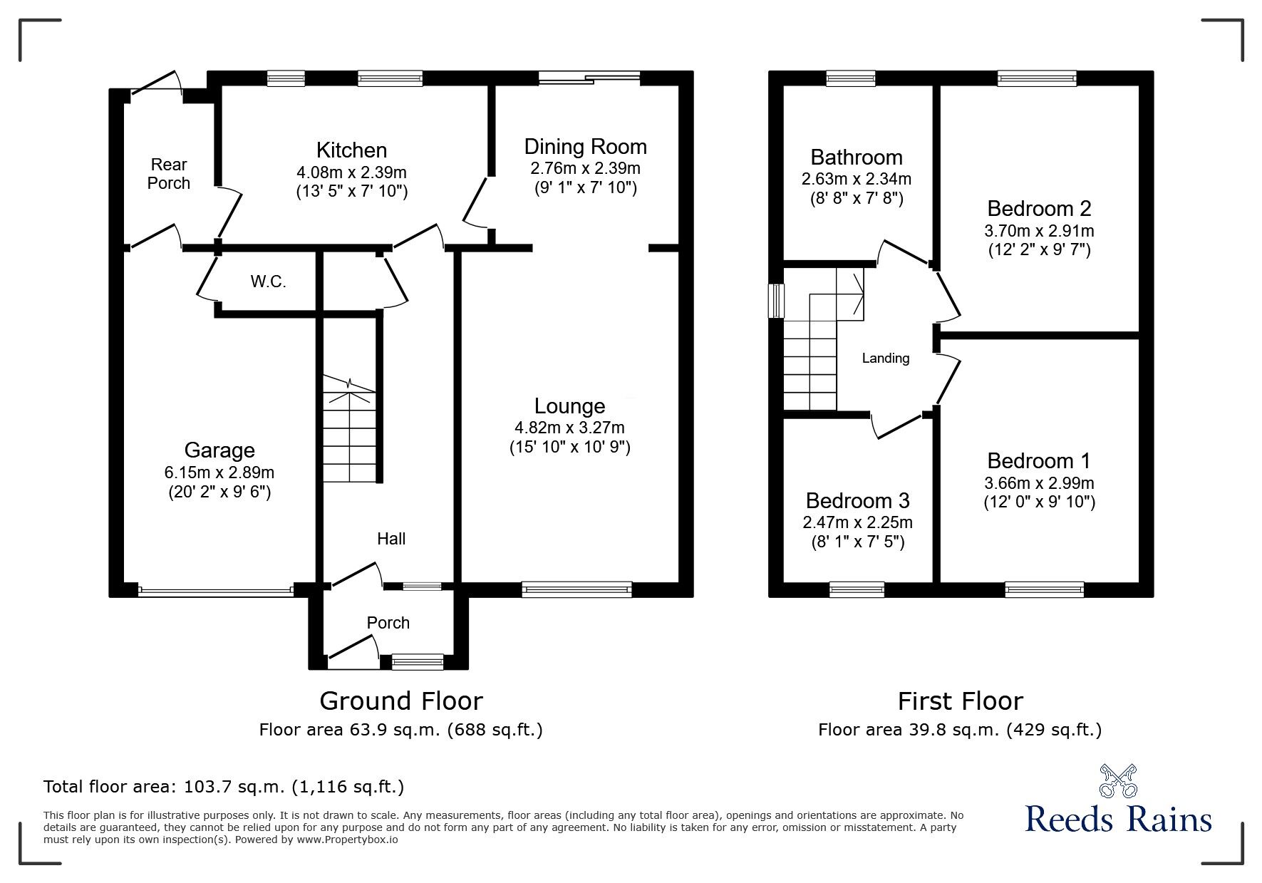 Floorplan of 3 bedroom Link Detached House for sale, Lower Barn Road, Hadfield, Derbyshire, SK13