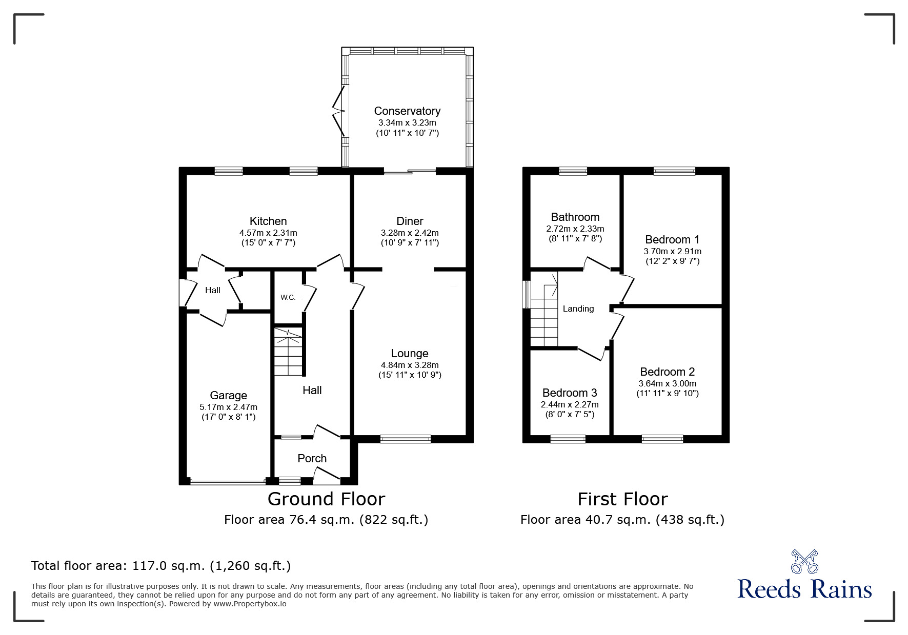 Floorplan of 3 bedroom Semi Detached House for sale, Moss Bank Close, Hadfield, Derbyshire, SK13