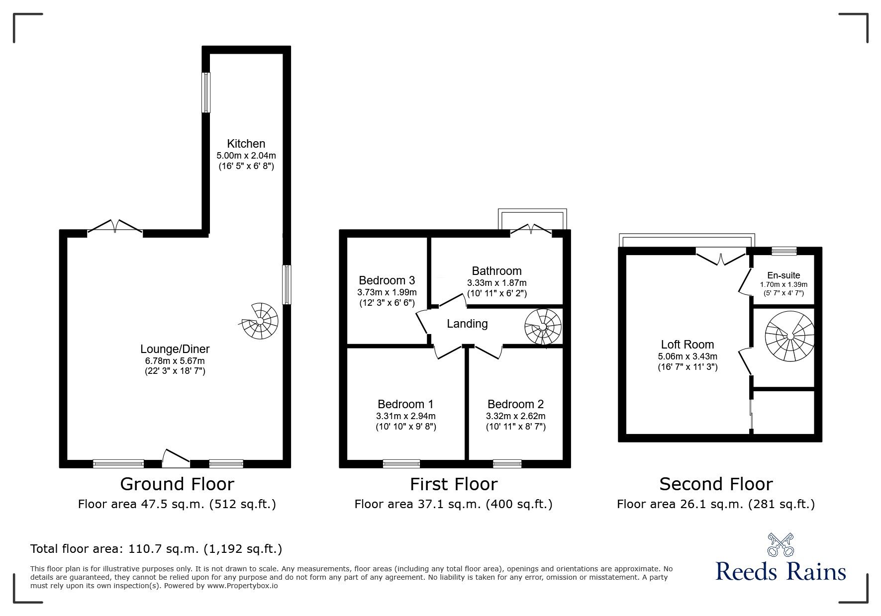 Floorplan of 3 bedroom End Terrace House for sale, High Street West, Glossop, Derbyshire, SK13