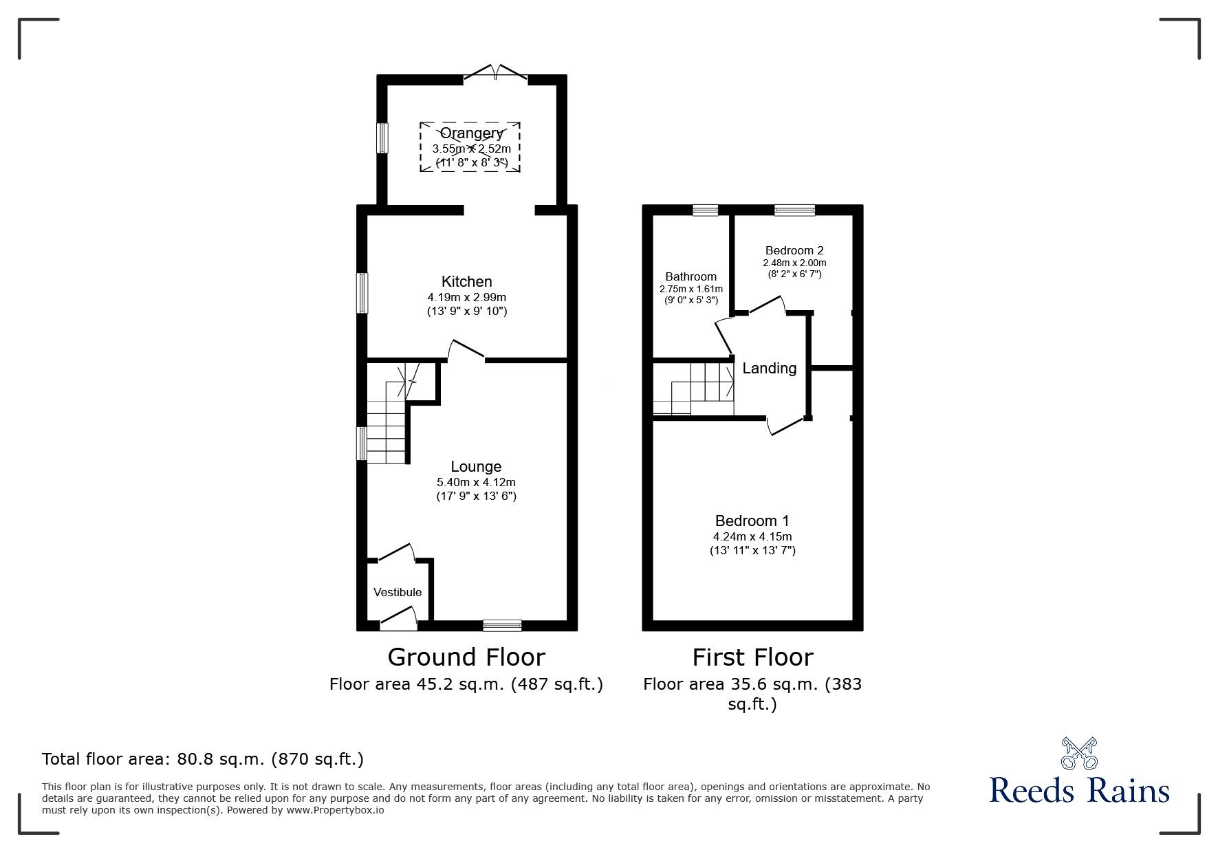 Floorplan of 2 bedroom End Terrace House for sale, Gladstone Street, Glossop, Derbyshire, SK13