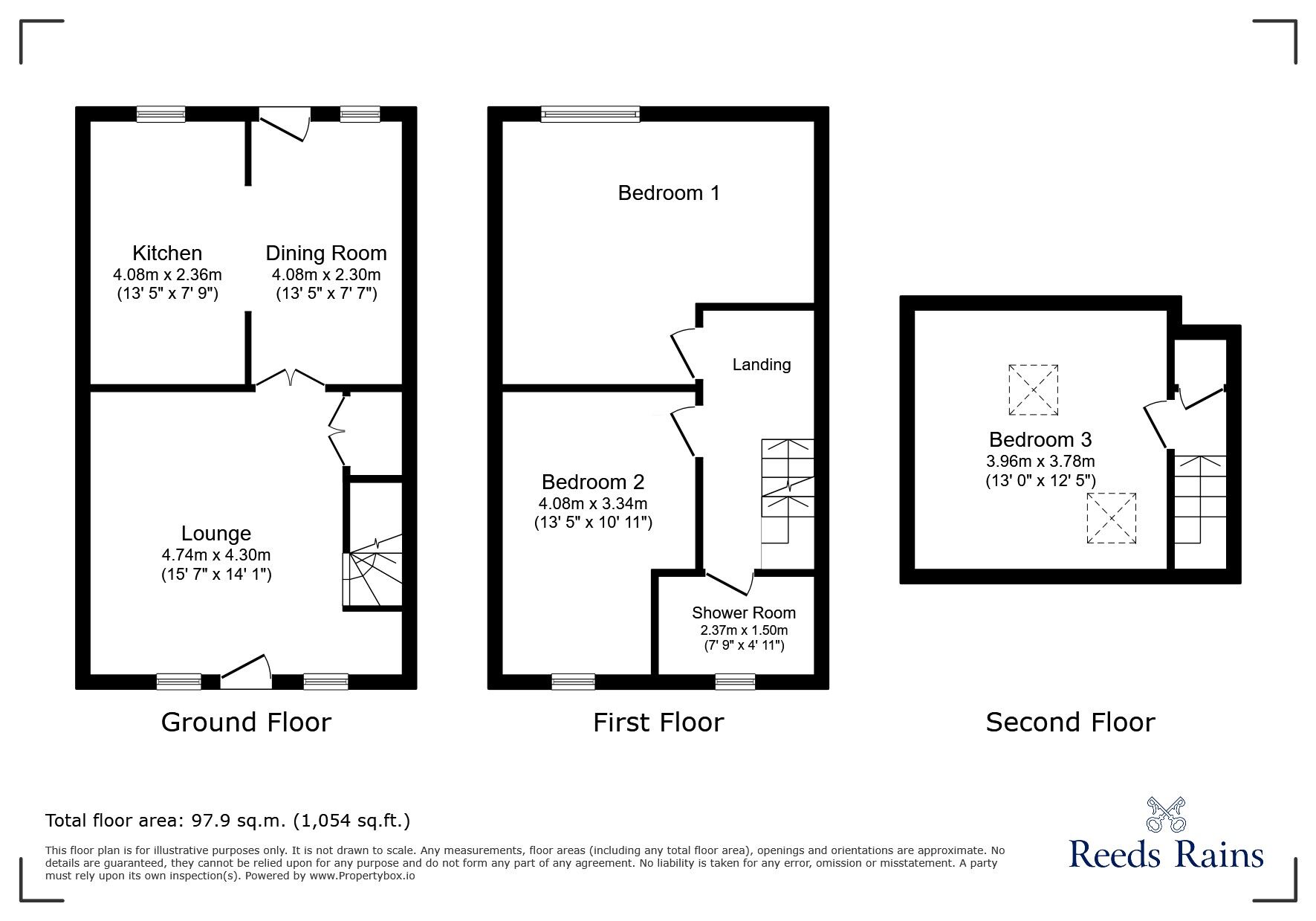 Floorplan of 3 bedroom Mid Terrace House for sale, Cross Cliffe, Glossop, Derbyshire, SK13