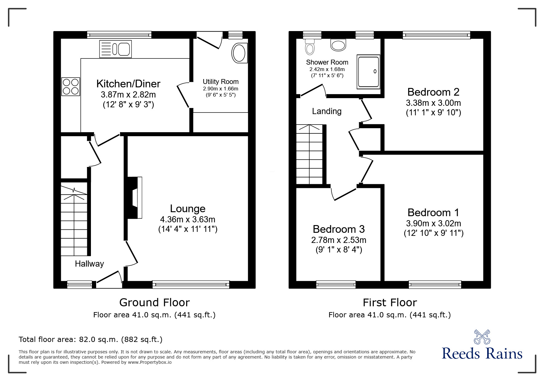 Floorplan of 3 bedroom Semi Detached House for sale, Thorncliffe Road, Hadfield, Derbyshire, SK13