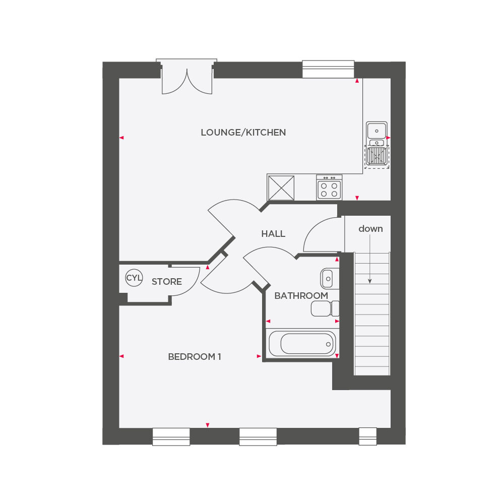 Floorplan of 1 bedroom Flat for sale, Brookstone Walk, Glossop, SK13
