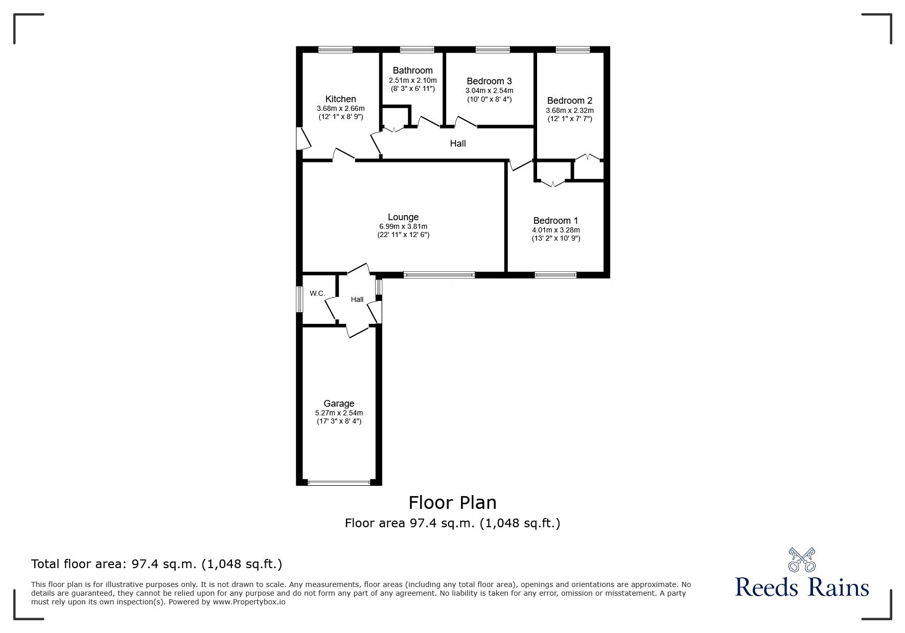 Floorplan of 3 bedroom Detached Bungalow for sale, Long Lane, Charlesworth, Derbyshire, SK13