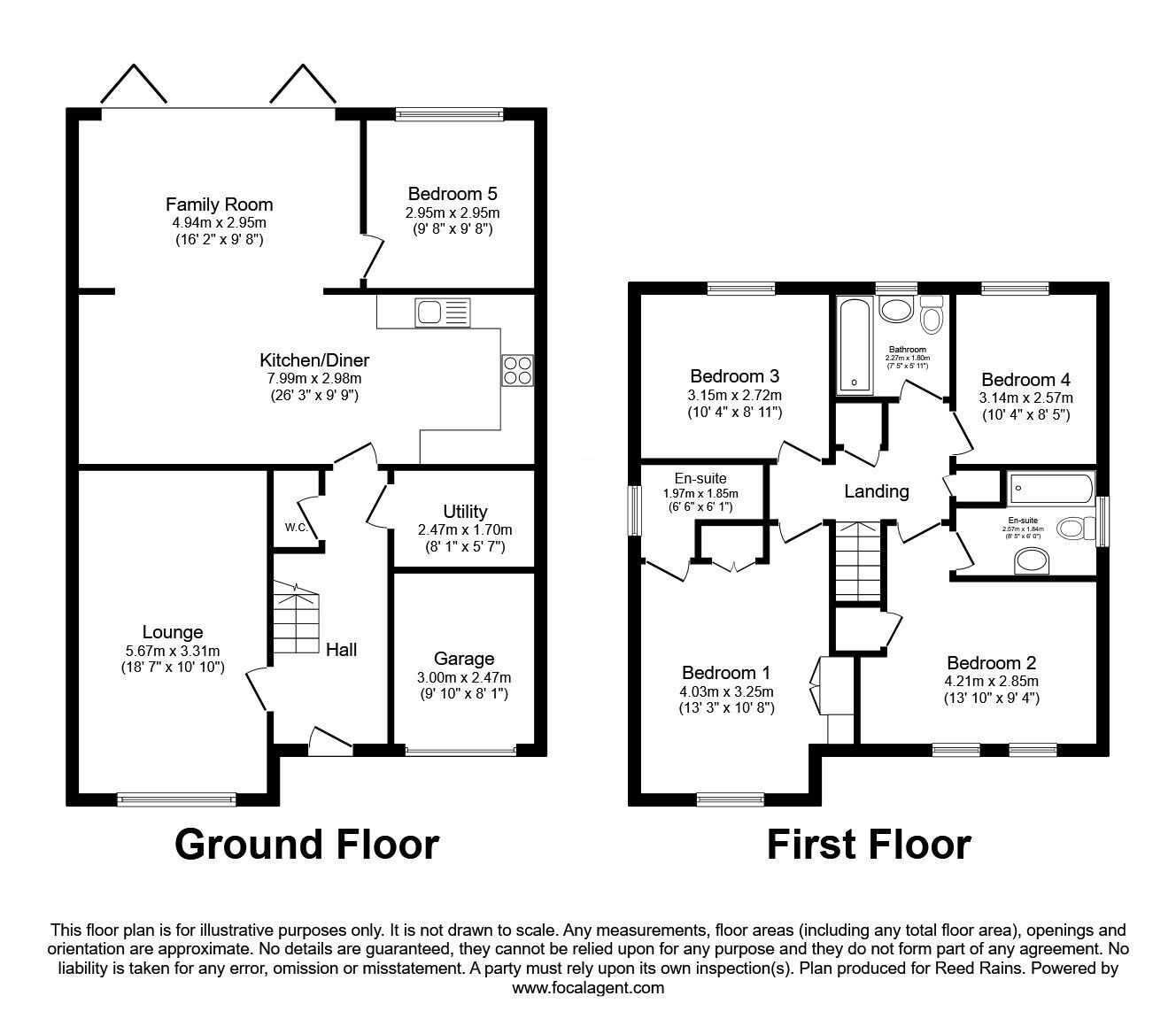 Floorplan of 5 bedroom Detached House for sale, Hawthorn Drive, Glossop, Derbyshire, SK13