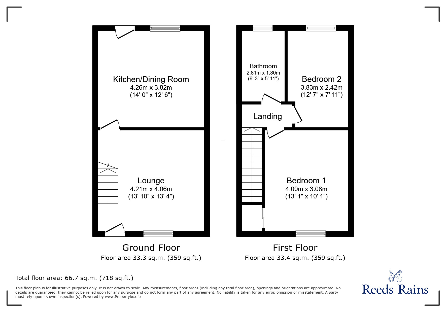 Floorplan of 2 bedroom Mid Terrace House for sale, King Street, Glossop, Derbyshire, SK13