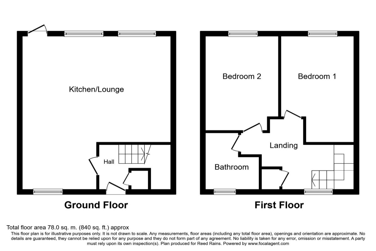 Floorplan of 2 bedroom Mid Terrace House for sale, Edale Bank, Glossop, Derbyshire, SK13