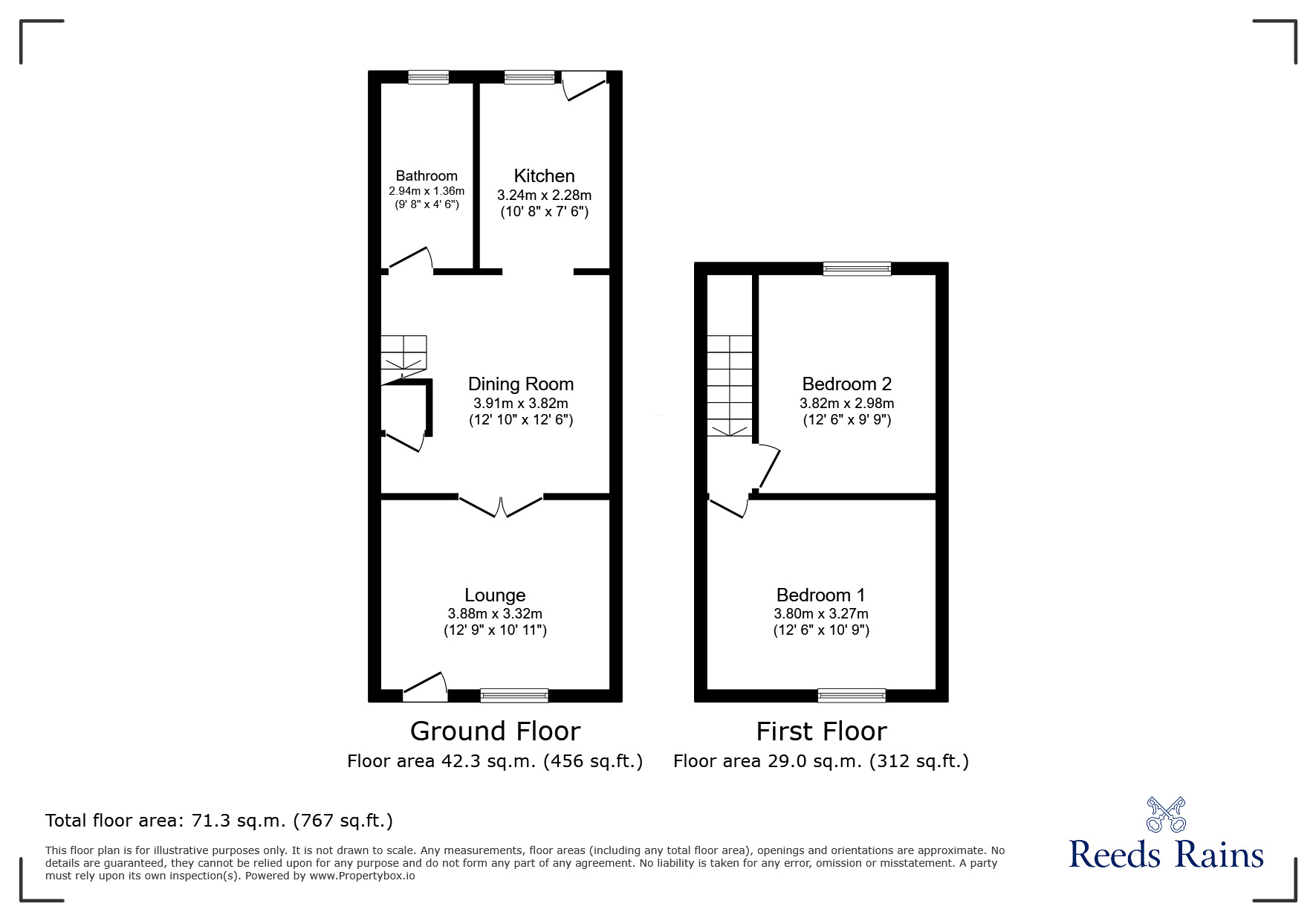 Floorplan of 2 bedroom Mid Terrace House for sale, Whitfield Cross, Glossop, Derbyshire, SK13