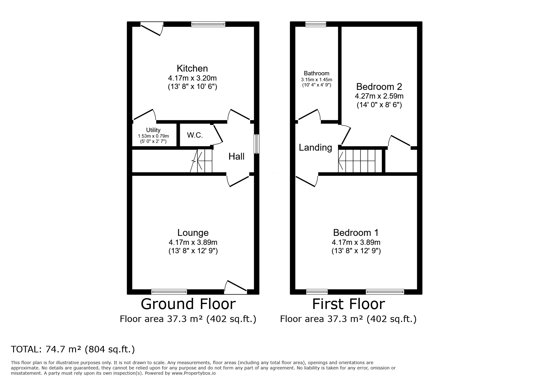 Floorplan of 2 bedroom End Terrace House to rent, Whitfield Wells, Glossop, Derbyshire, SK13