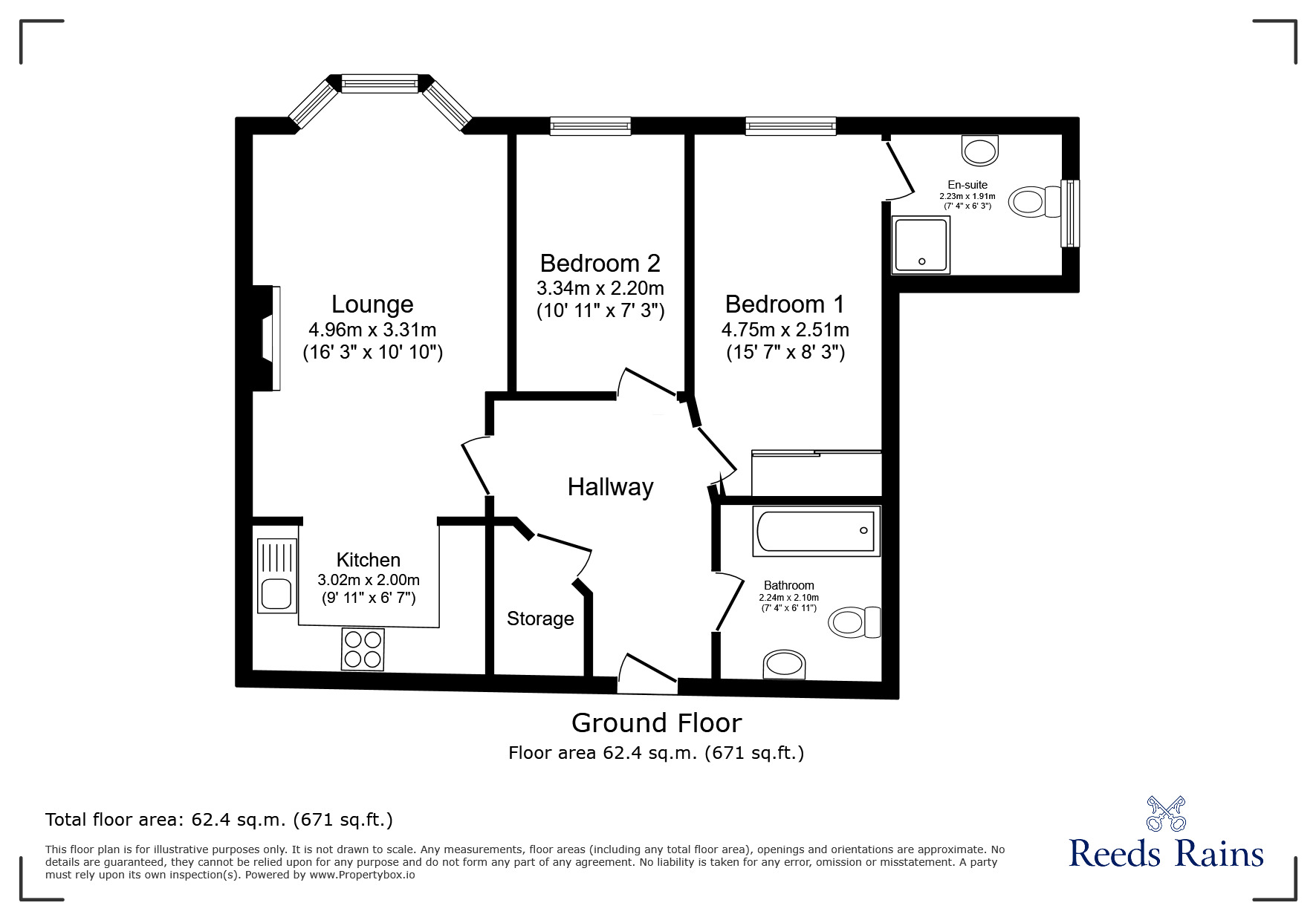 Floorplan of 2 bedroom Flat for sale, Newshaw Lane, Hadfield, Derbyshire, SK13