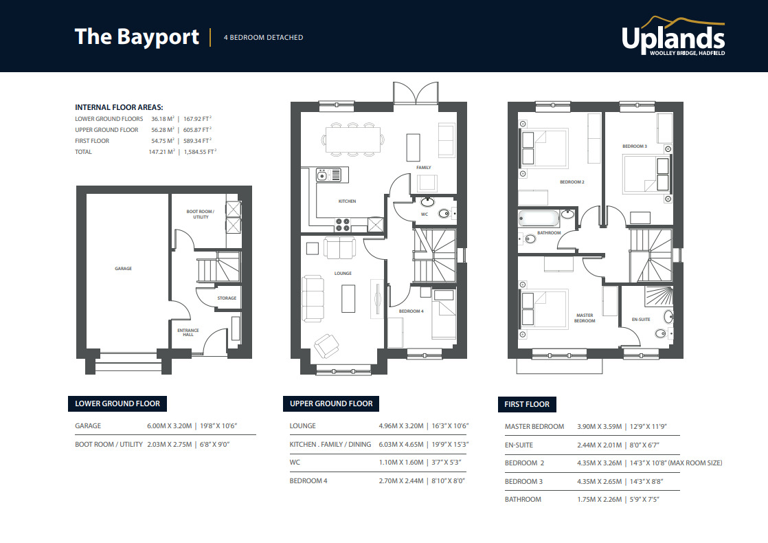 Floorplan of 4 bedroom Detached House for sale, Woolley Bridge, Hadfield, SK13