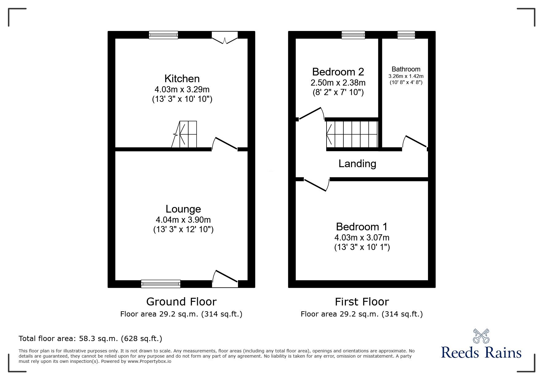 Floorplan of 2 bedroom Mid Terrace House for sale, Hadfield Place, Glossop, Derbyshire, SK13
