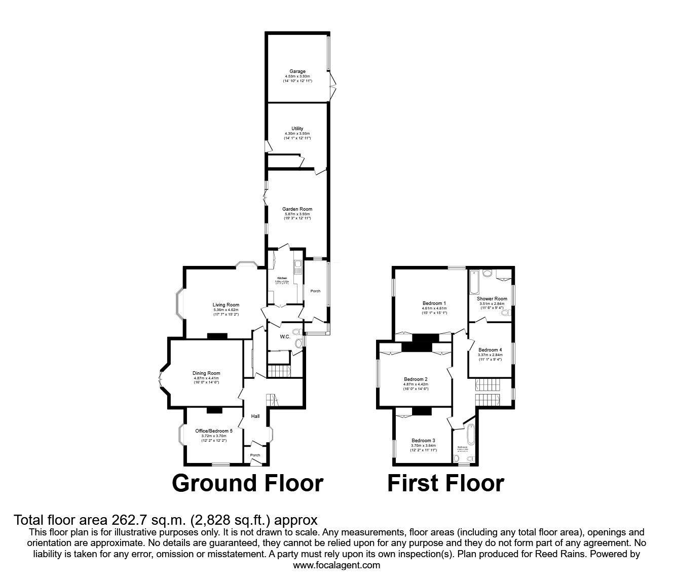 Floorplan of 5 bedroom Detached House for sale, Sunlaws Street, Glossop, Derbyshire, SK13