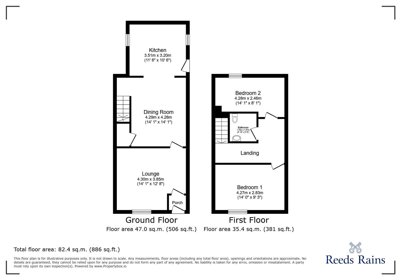 Floorplan of 2 bedroom End Terrace House for sale, Jones Street, Hadfield, Derbyshire, SK13