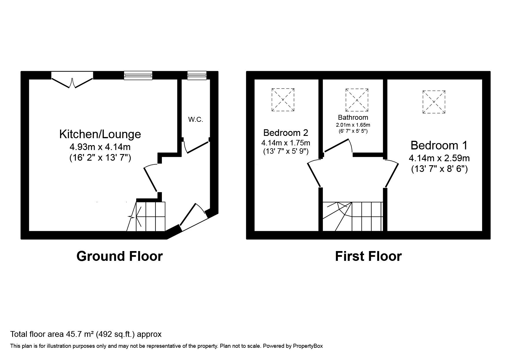 Floorplan of 2 bedroom Flat to rent, Torside Mews, Hadfield, Derbyshire, SK13