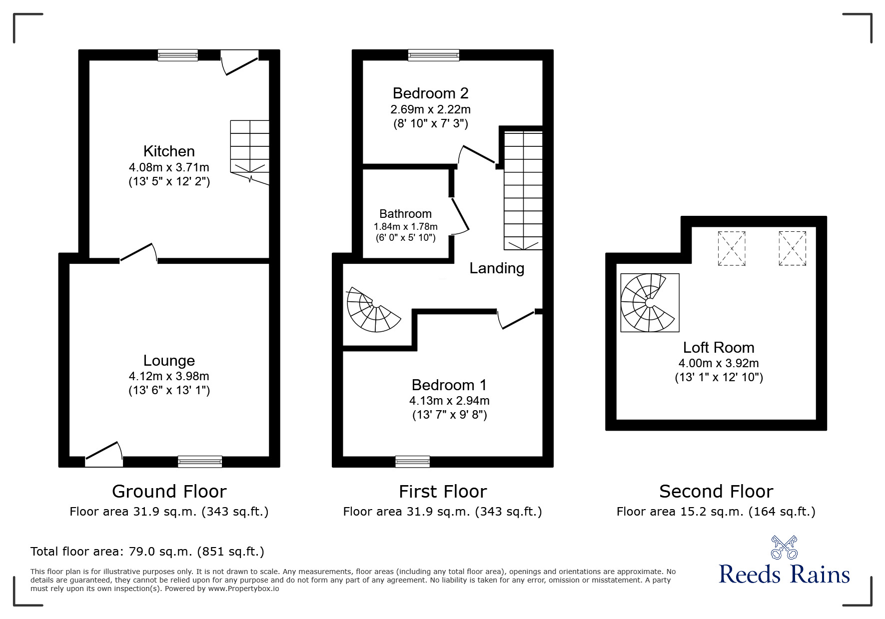 Floorplan of 2 bedroom End Terrace House for sale, Charlestown Road, Glossop, Derbyshire, SK13