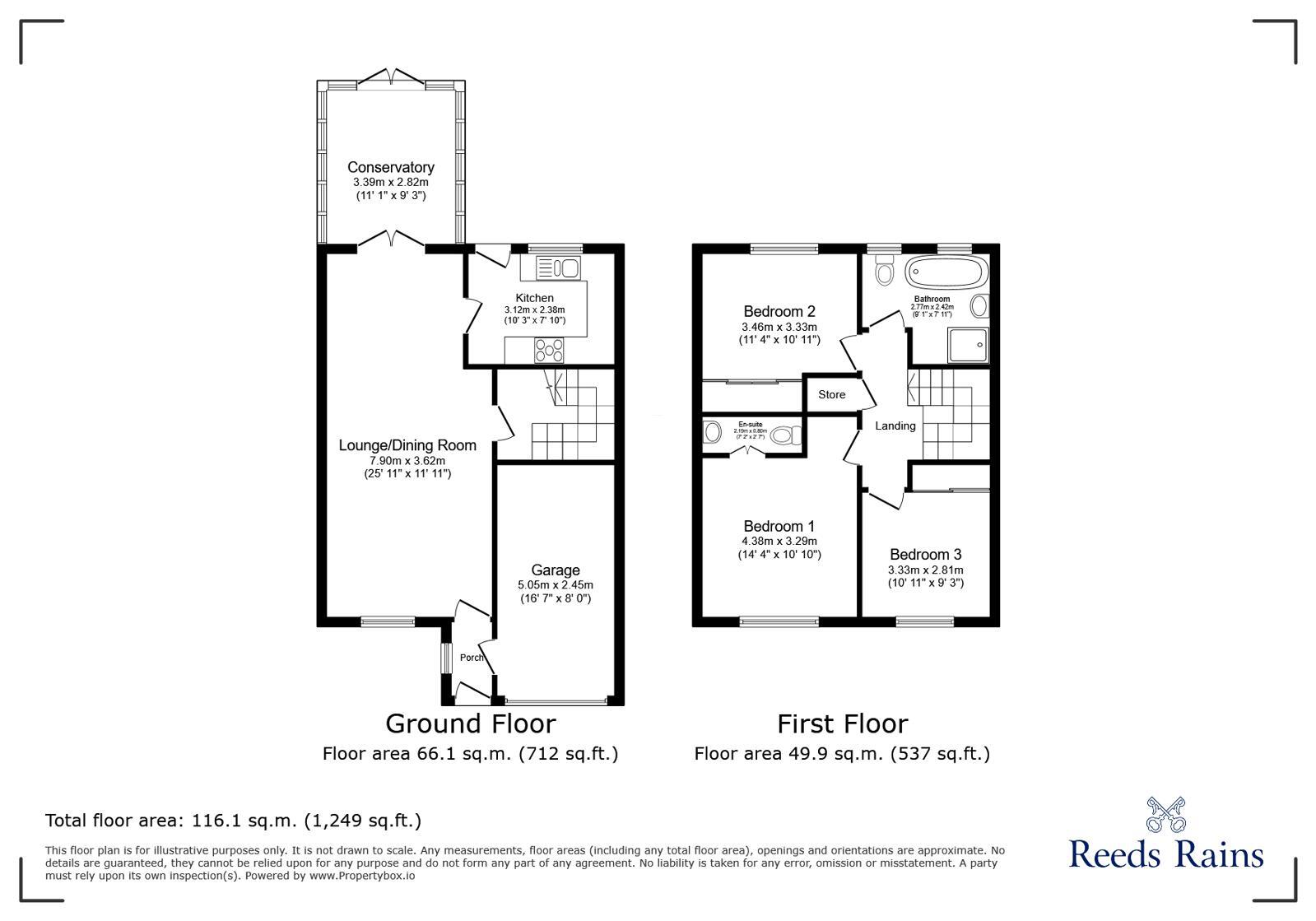 Floorplan of 3 bedroom Semi Detached House for sale, Wharncliffe Close, Hadfield, Derbyshire, SK13