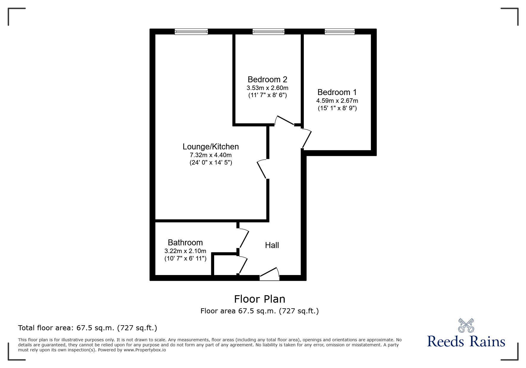 Floorplan of 2 bedroom Flat for sale, Glossop Brook Road, Glossop, Derbyshire, SK13