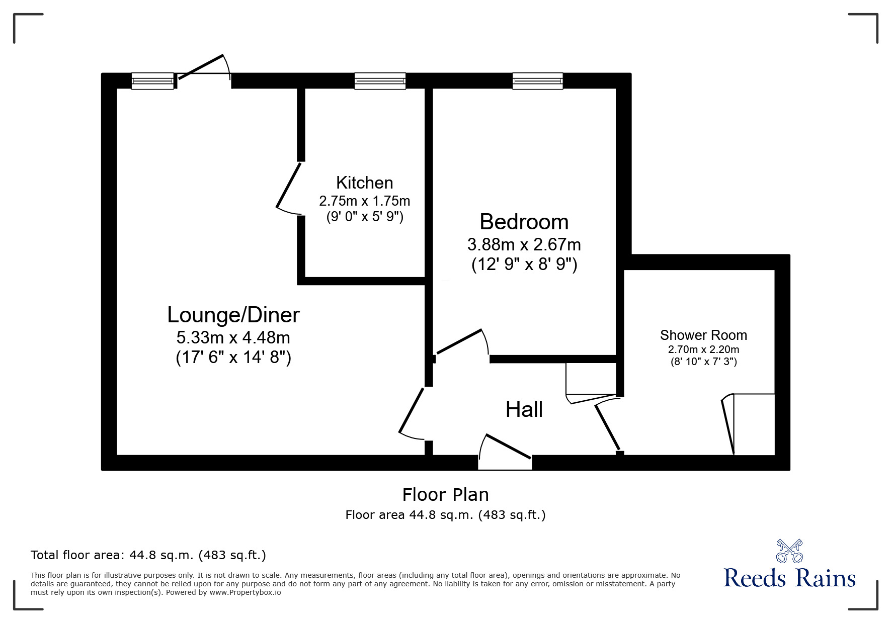 Floorplan of 1 bedroom Flat for sale, North Road, Glossop, Derbyshire, SK13