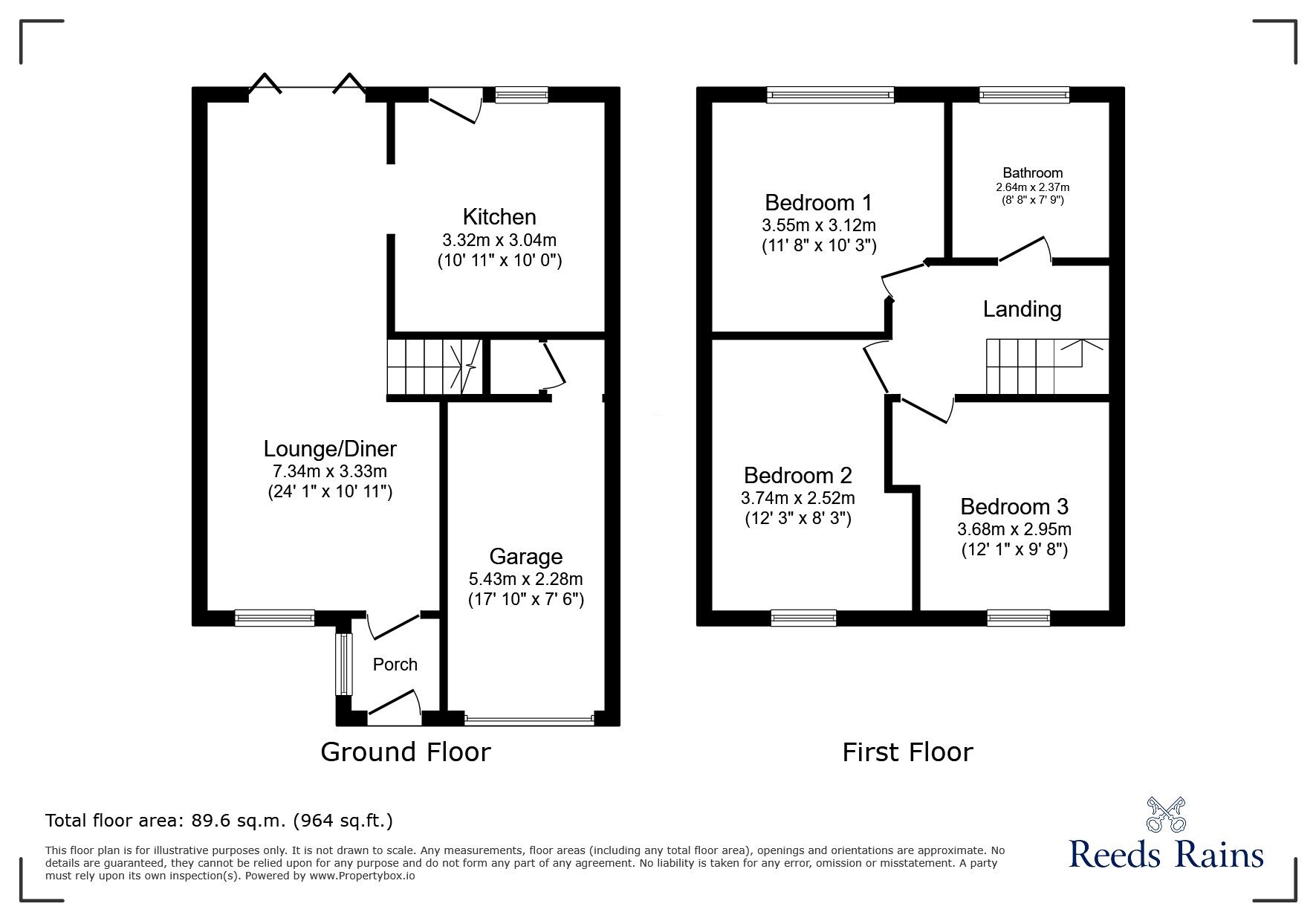 Floorplan of 3 bedroom Semi Detached House for sale, Kinder Close, Glossop, Derbyshire, SK13