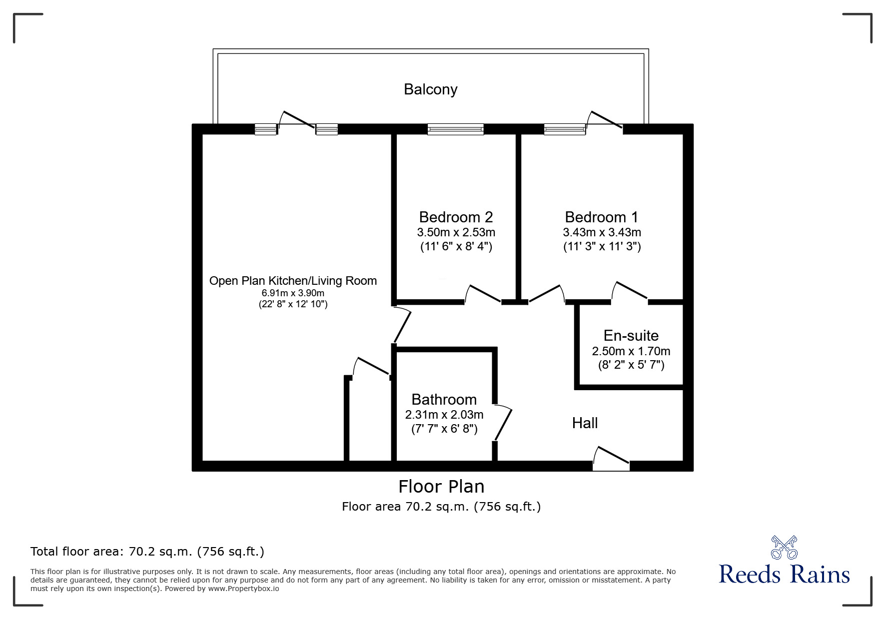 Floorplan of 2 bedroom Flat for sale, Victoria Street, Glossop, Derbyshire, SK13