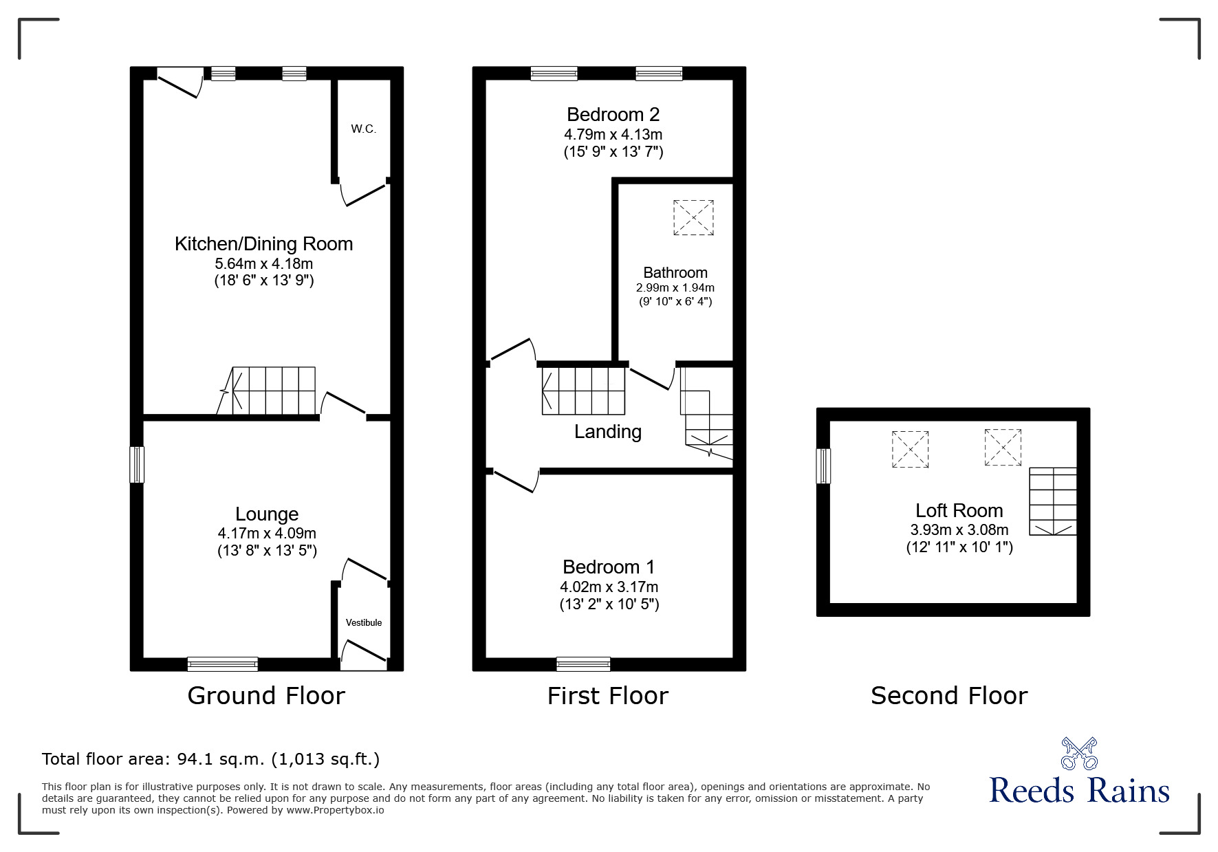 Floorplan of 2 bedroom End Terrace House for sale, Cliffe Road, Glossop, Derbyshire, SK13