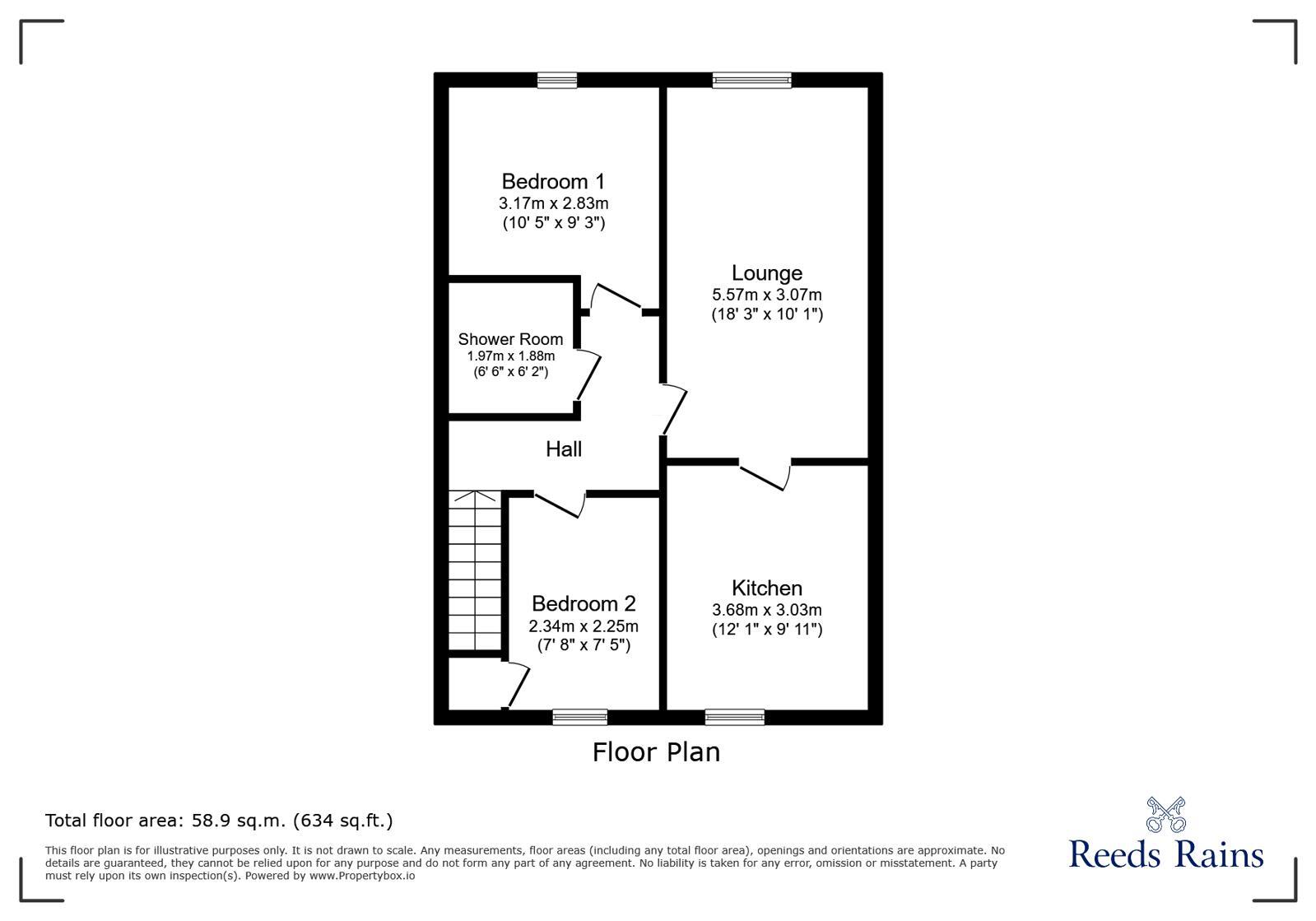 Floorplan of 2 bedroom Flat for sale, Highfield Gardens, Hollingworth, Greater Manchester, SK14