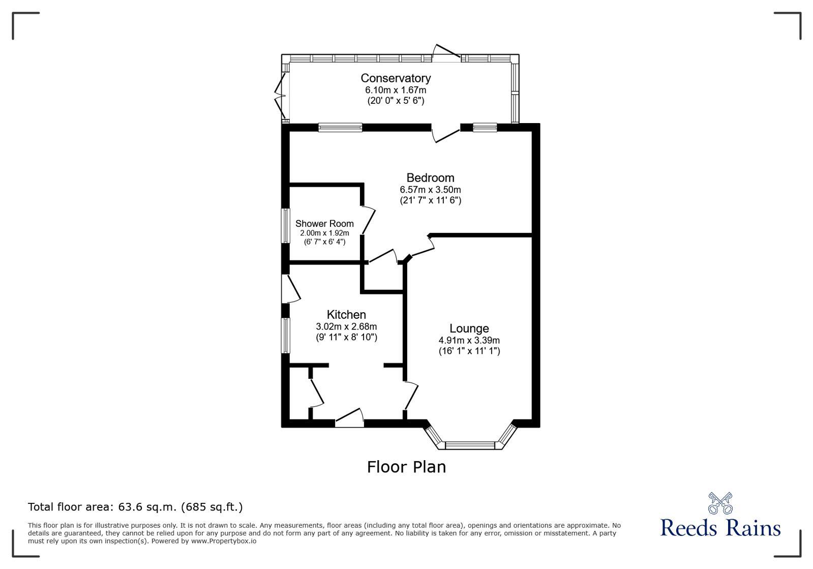 Floorplan of 2 bedroom Semi Detached Bungalow for sale, Slant Close, Glossop, Derbyshire, SK13