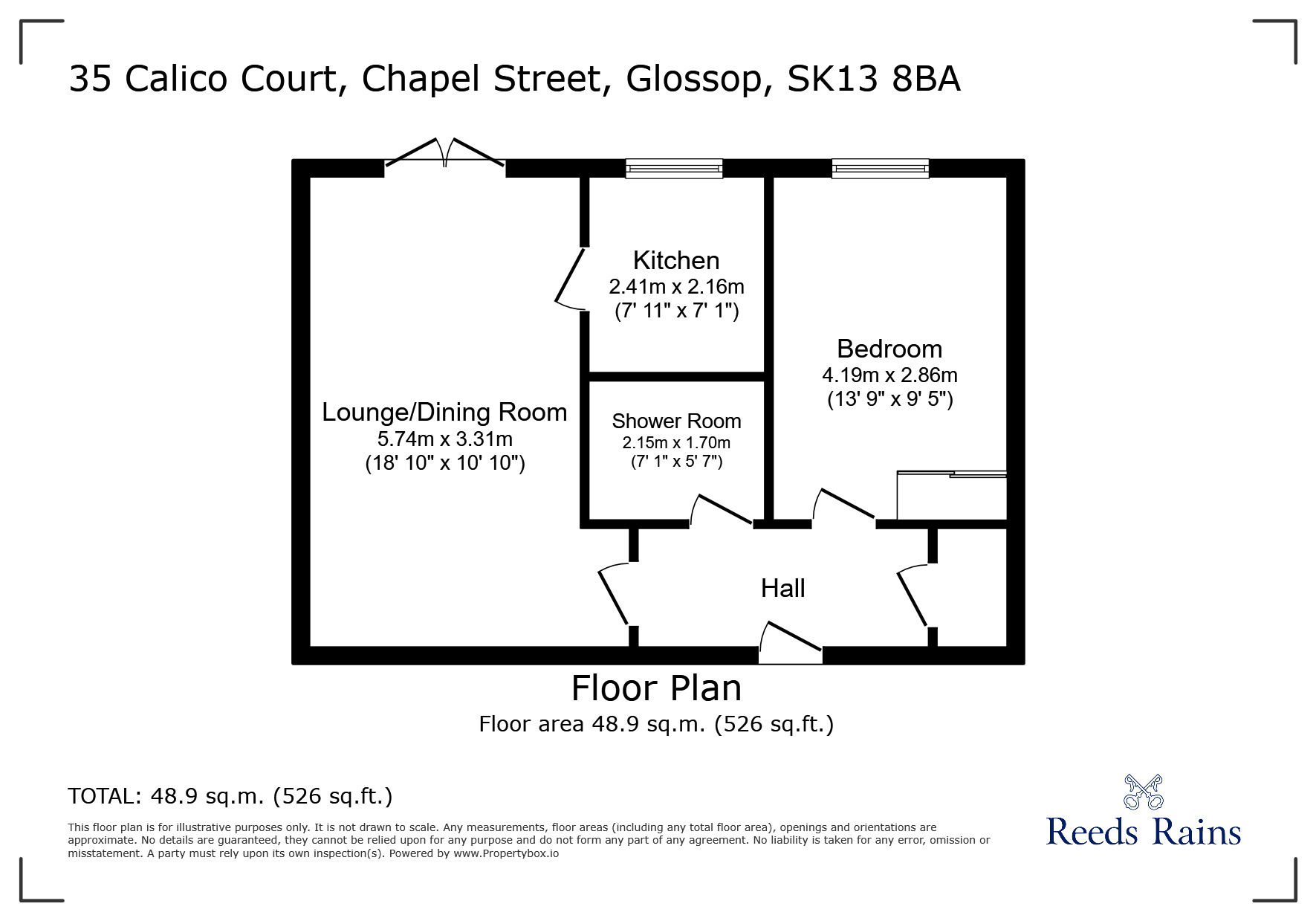 Floorplan of 1 bedroom Flat for sale, Chapel Street, Glossop, Derbyshire, SK13