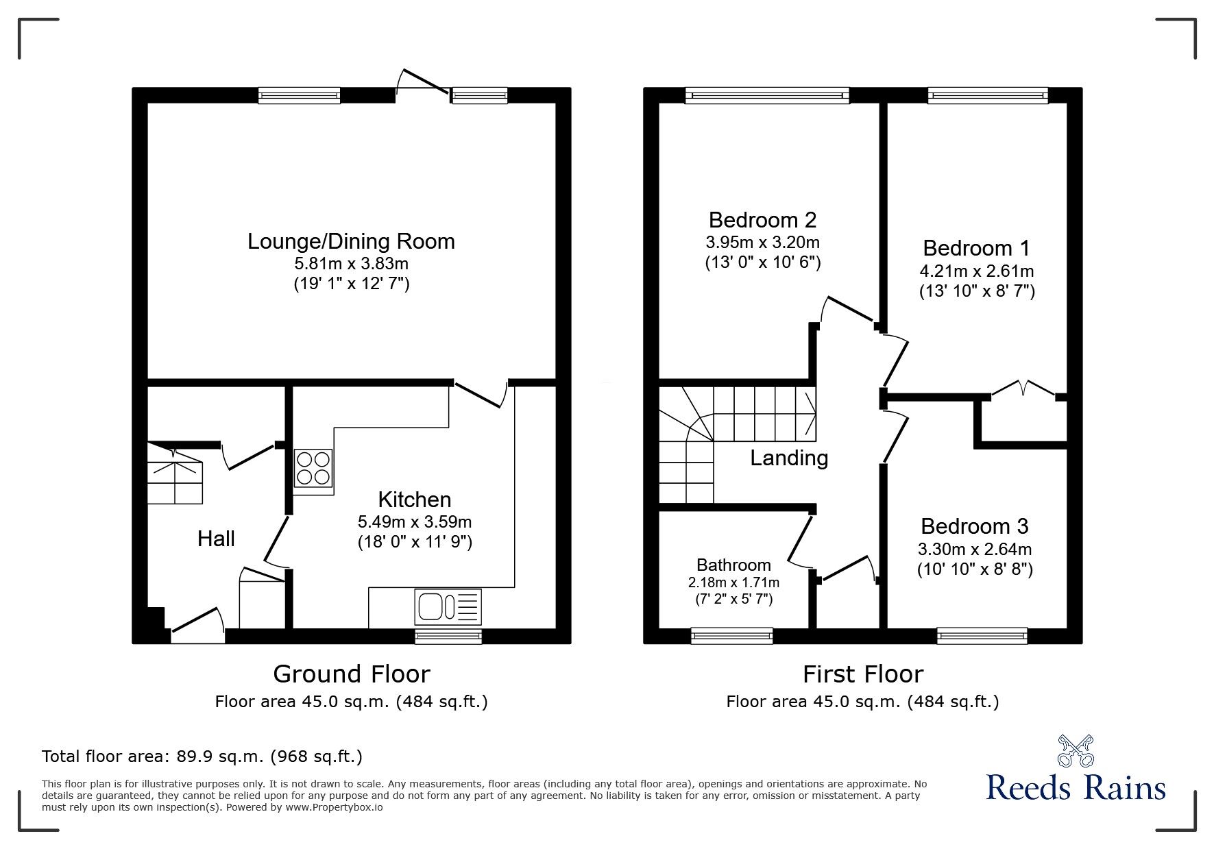 Floorplan of 3 bedroom Mid Terrace House to rent, Ashford Green, Glossop, Derbyshire, SK13