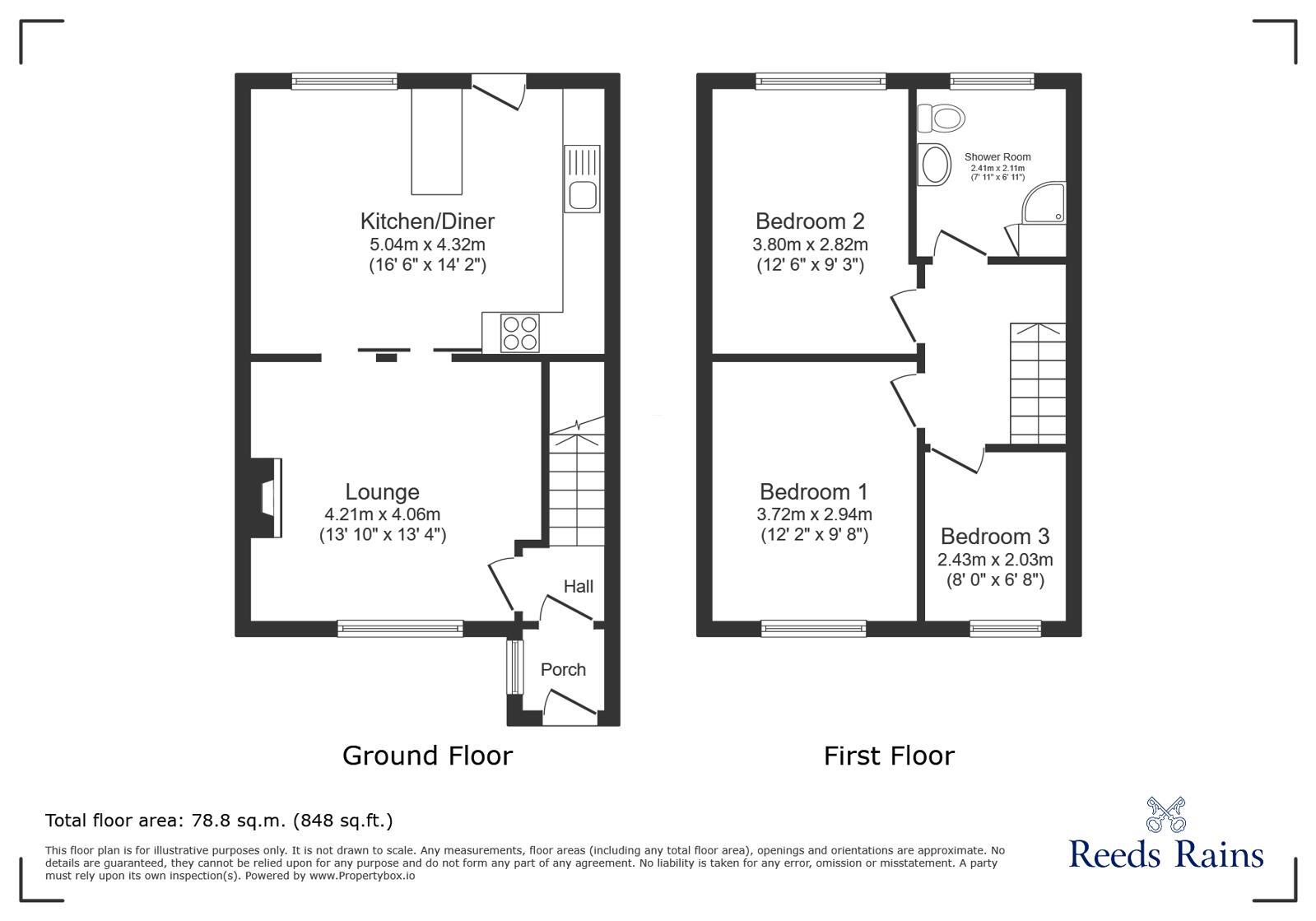 Floorplan of 3 bedroom Semi Detached House for sale, Longclough Drive, Glossop, Derbyshire, SK13