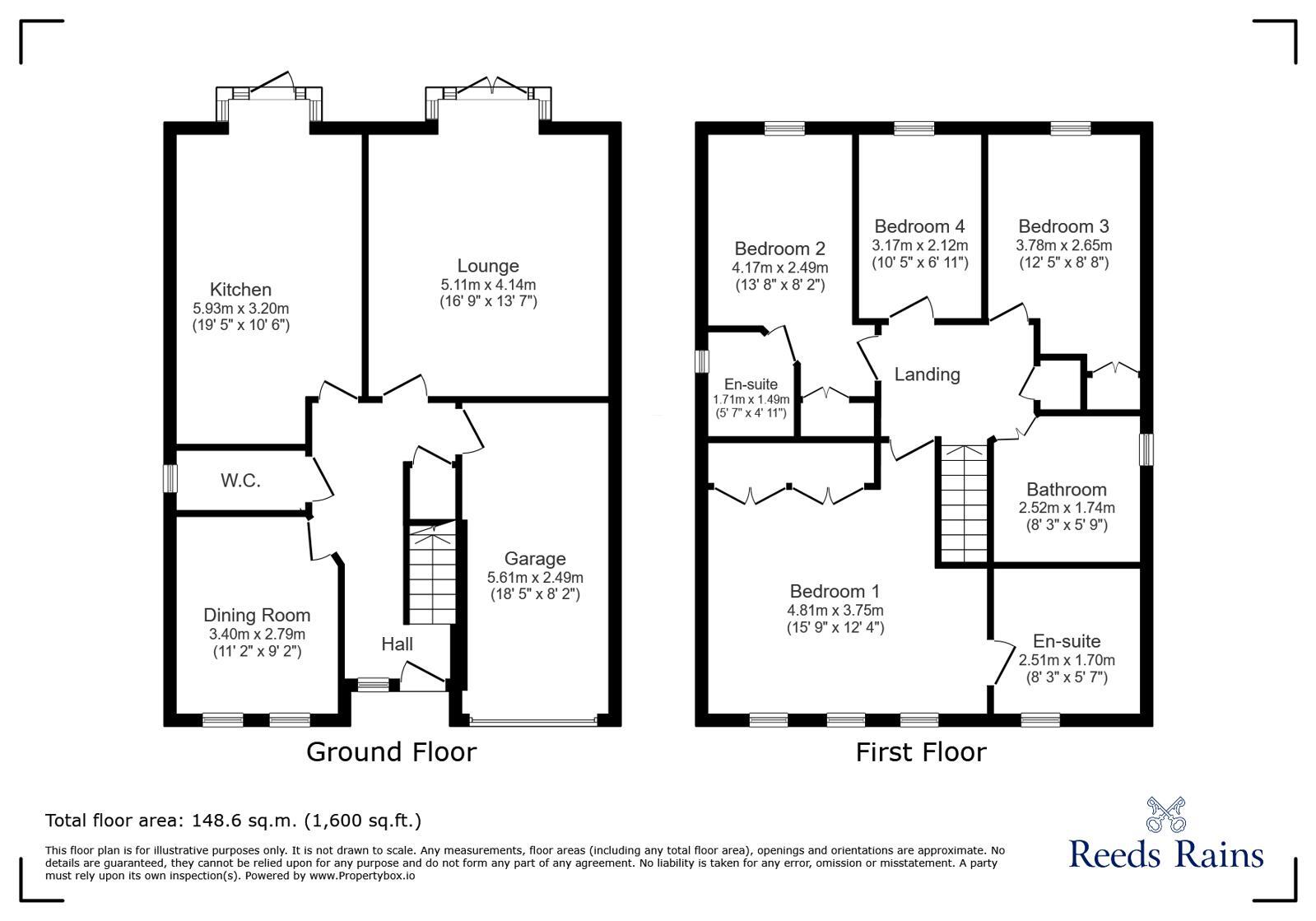 Floorplan of 4 bedroom Detached House for sale, Plover Close, Glossop, Derbyshire, SK13