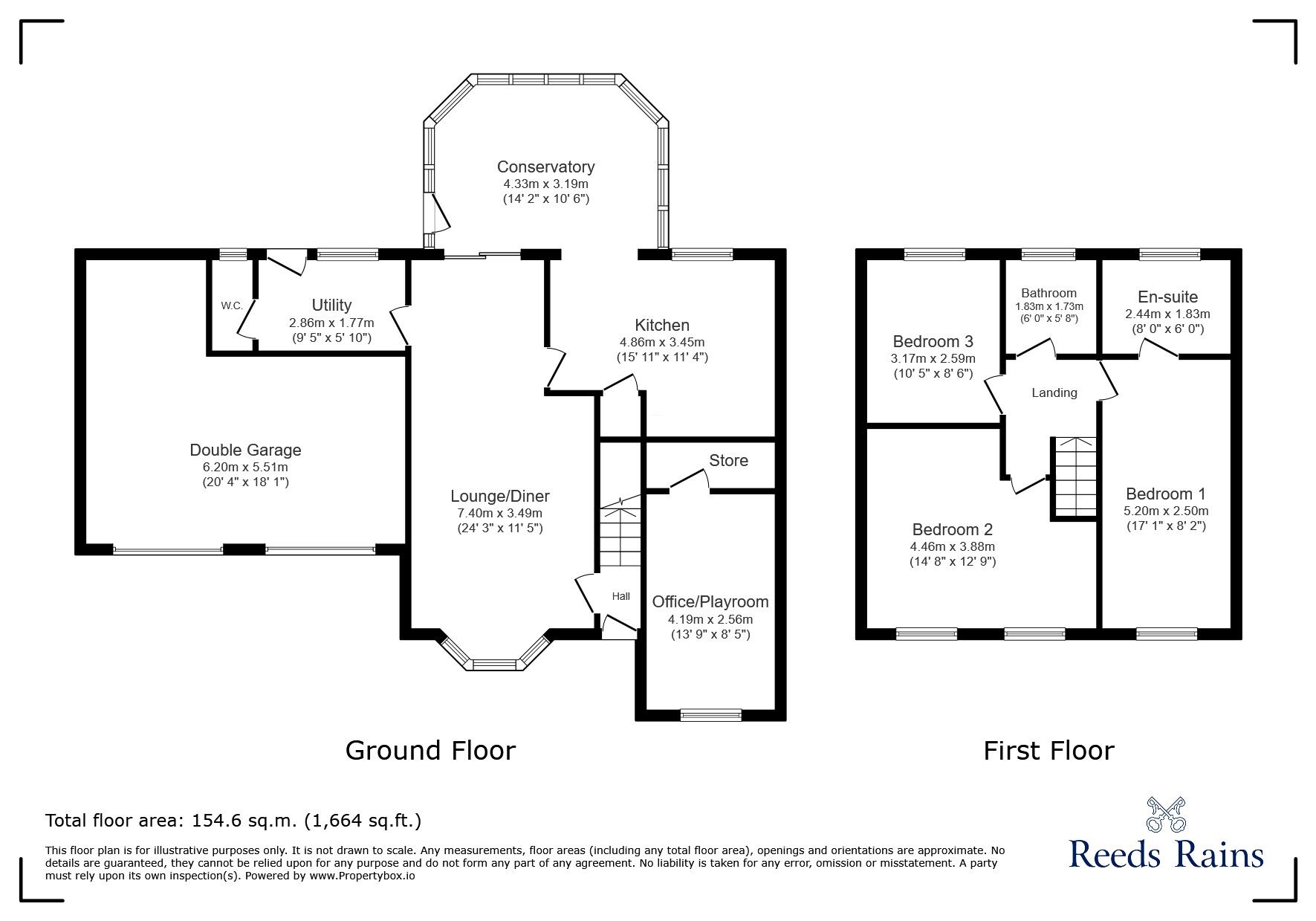 Floorplan of 3 bedroom Detached House for sale, Shropshire Drive, Glossop, Derbyshire, SK13