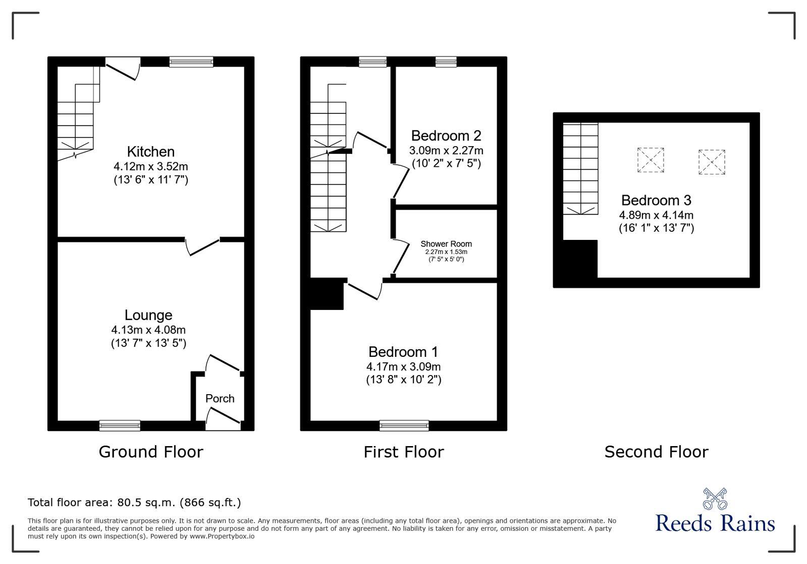 Floorplan of 3 bedroom Mid Terrace House for sale, Shaw Lane, Glossop, Derbyshire, SK13