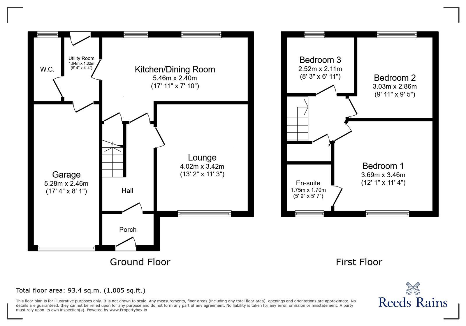 Floorplan of 3 bedroom Detached House for sale, Lower Barn Road, Hadfield, Derbyshire, SK13