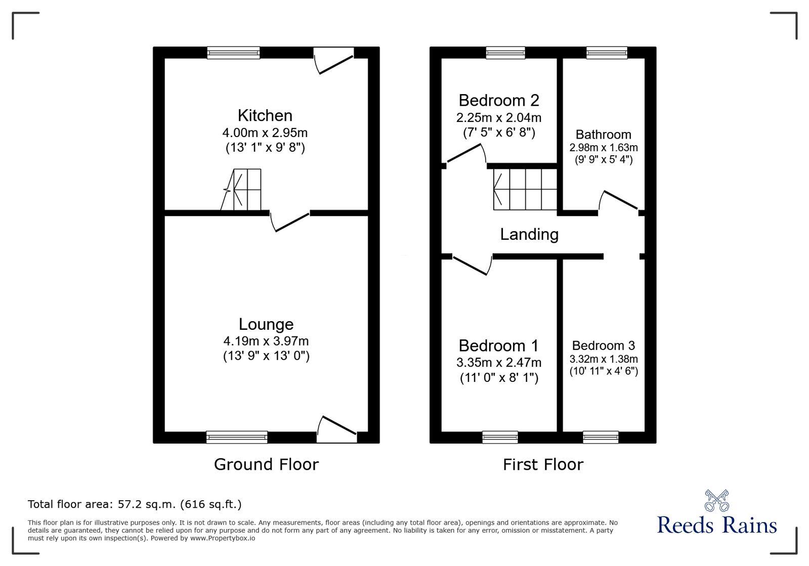 Floorplan of 2 bedroom Mid Terrace House for sale, Brosscroft, Hadfield, Derbyshire, SK13