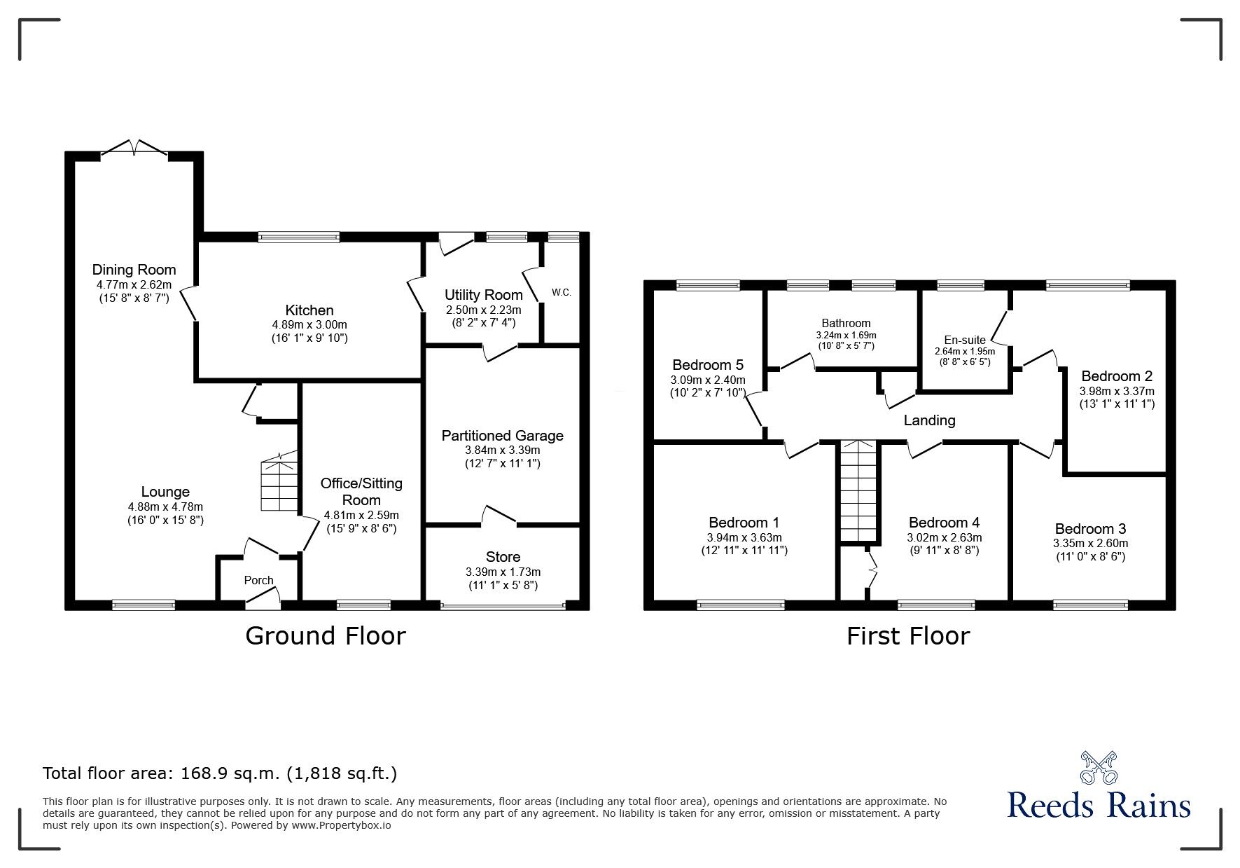 Floorplan of 5 bedroom Detached House for sale, Spring Rise, Glossop, Derbyshire, SK13
