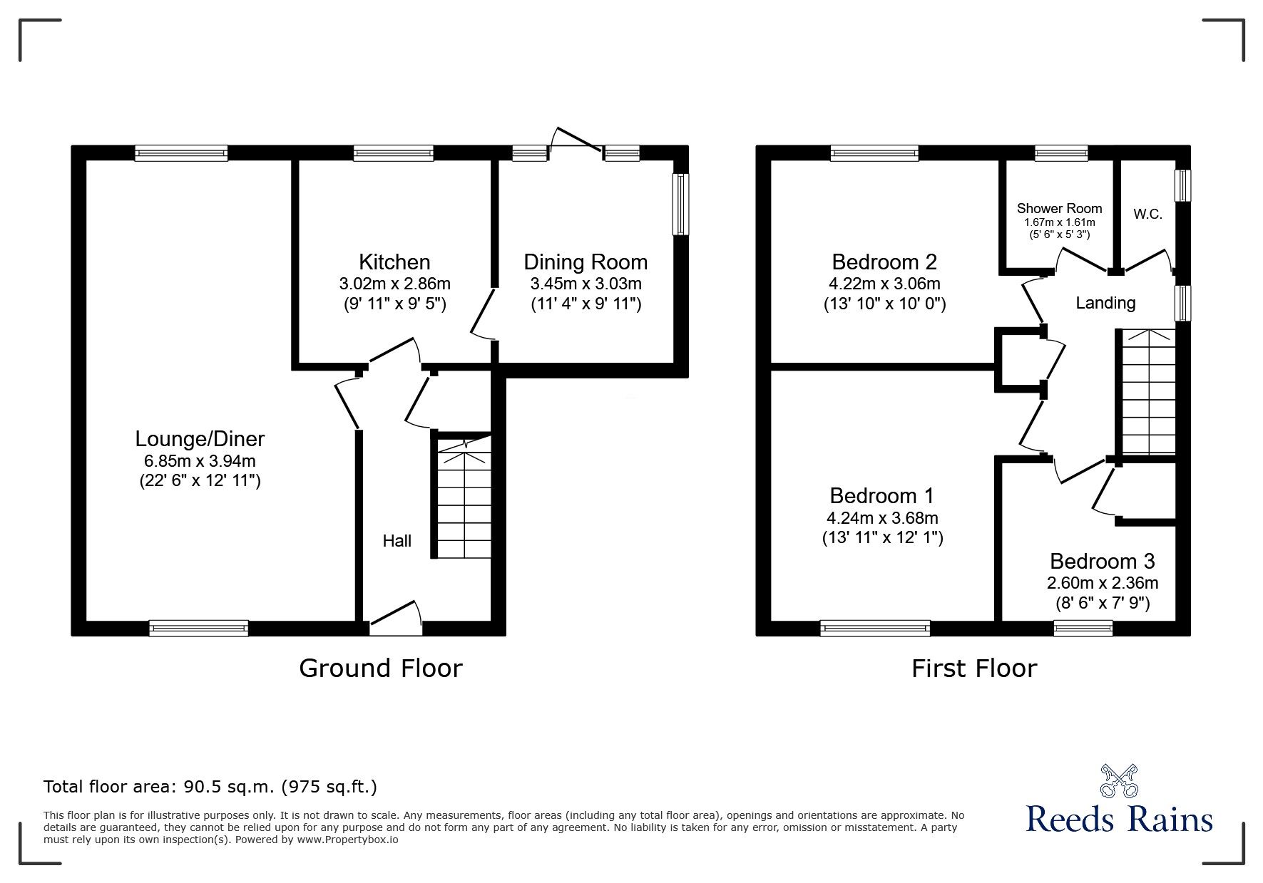 Floorplan of 3 bedroom Detached House for sale, Peter Street, Hadfield, Derbyshire, SK13