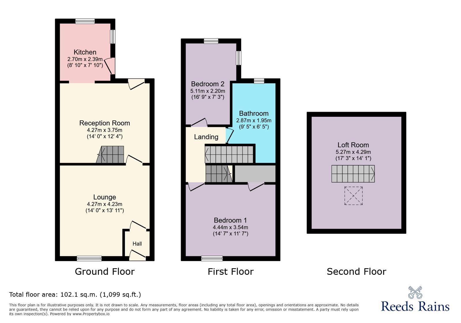 Floorplan of 2 bedroom Mid Terrace House for sale, Shrewsbury Street, Glossop, Derbyshire, SK13