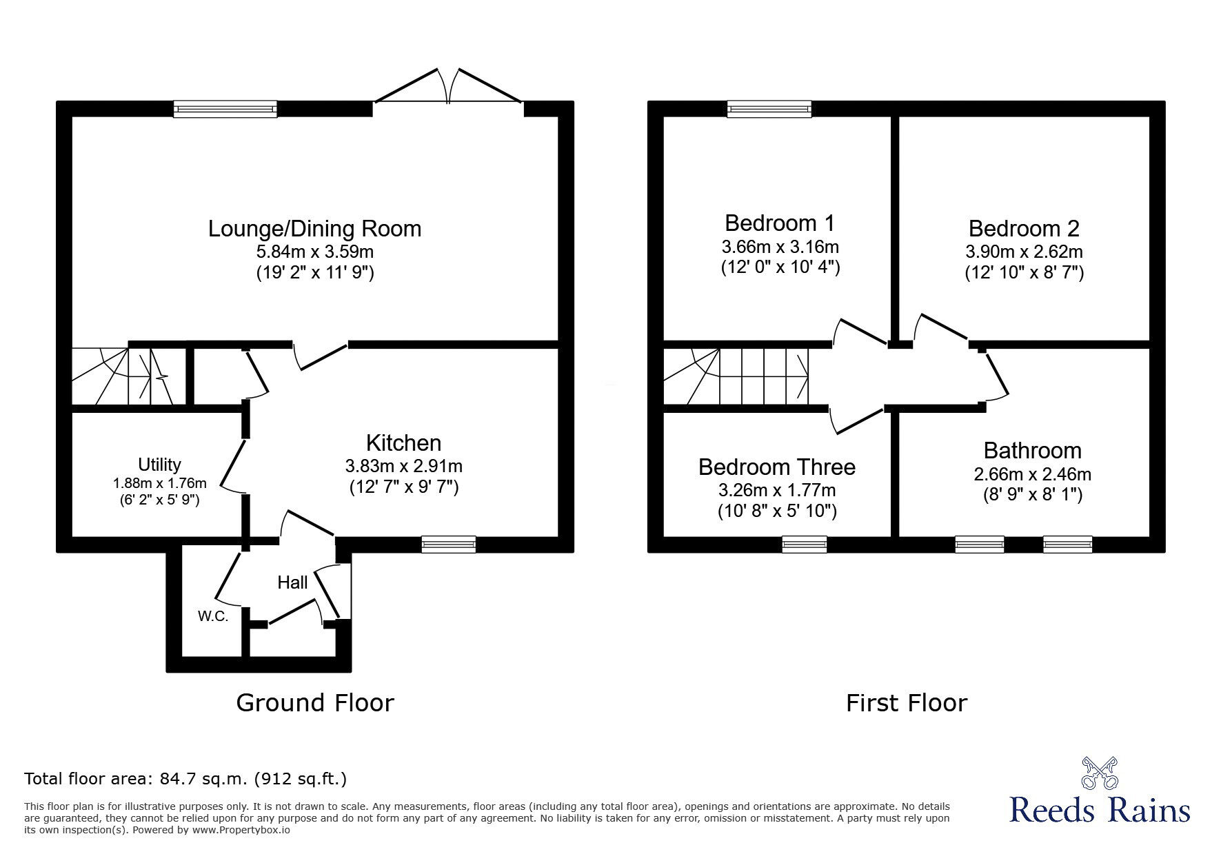 Floorplan of 3 bedroom Mid Terrace House for sale, Cromford Bank, Glossop, Derbyshire, SK13