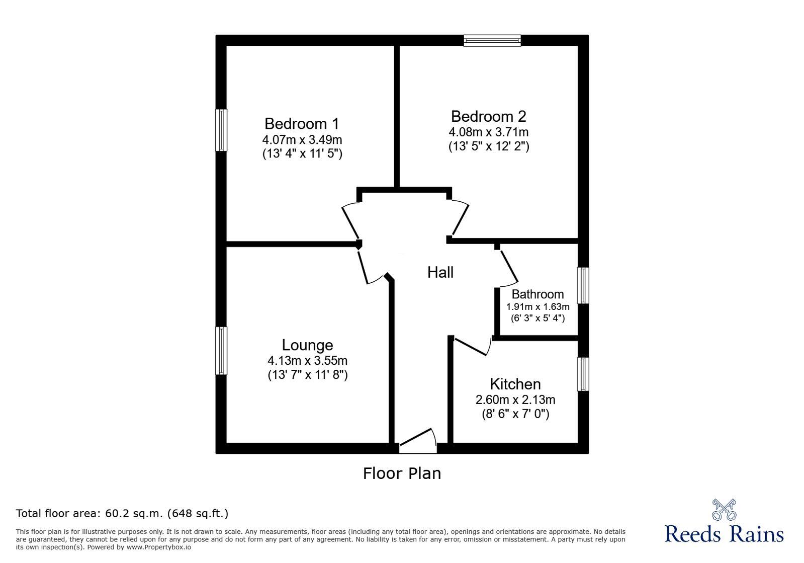 Floorplan of 3 bedroom Flat to rent, Brook Street, Glossop, Derbyshire, SK13