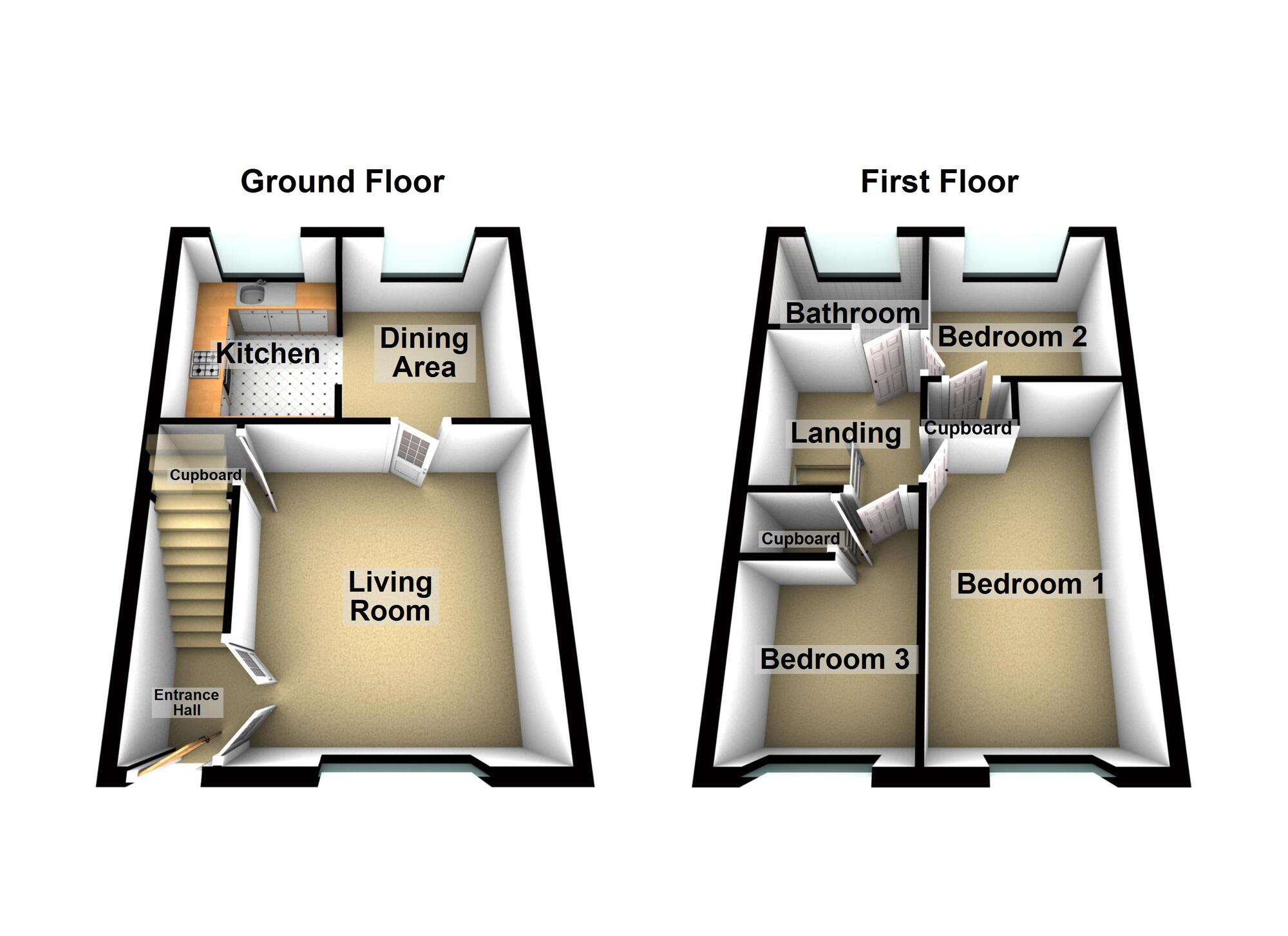Floorplan of 3 bedroom Mid Terrace House to rent, Windsor Walk, Newcastle Upon Tyne, Tyne And Wear, NE3