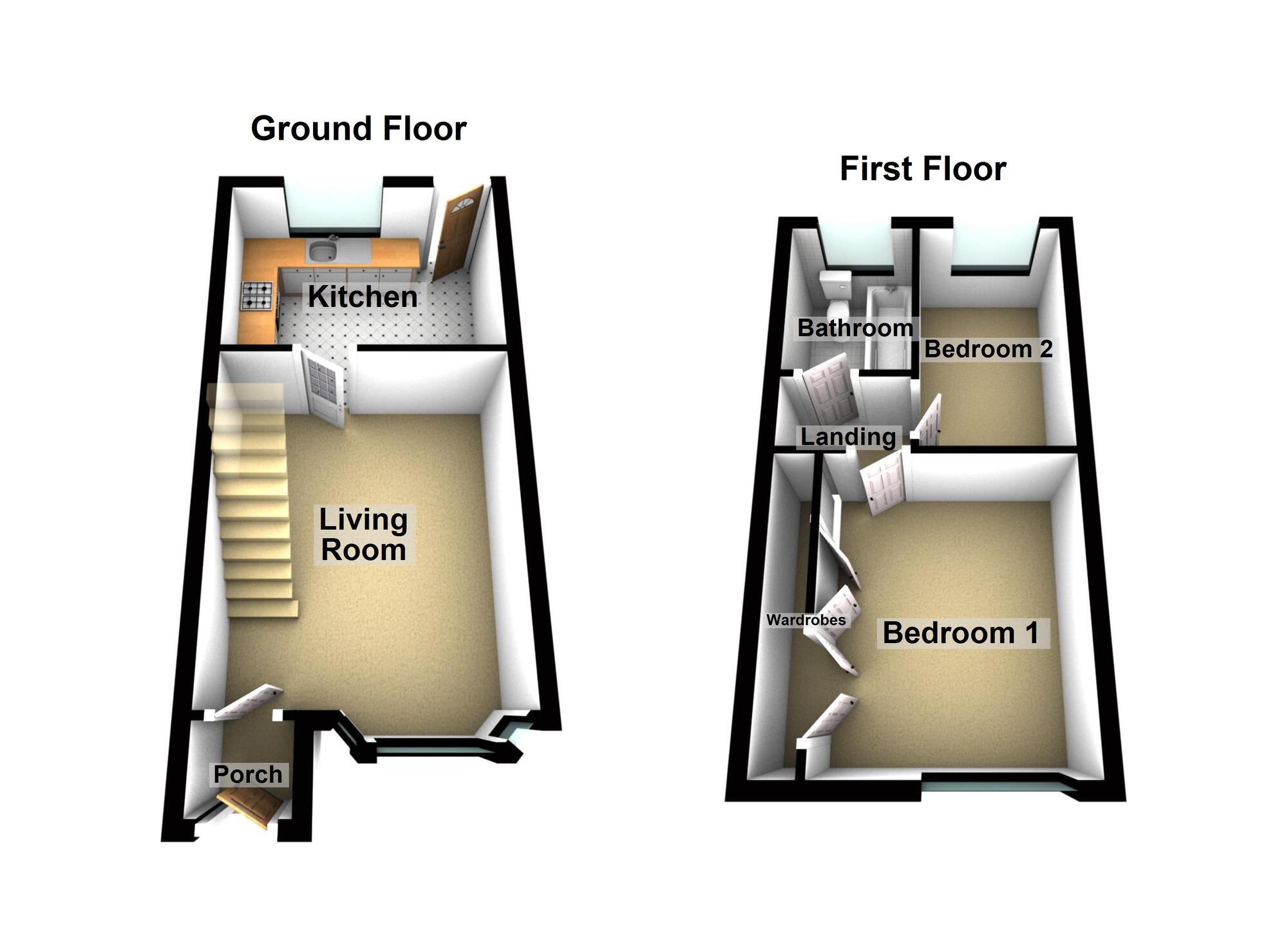 Floorplan of 2 bedroom Mid Terrace House to rent, Stuart Court, Newcastle Upon Tyne, NE3