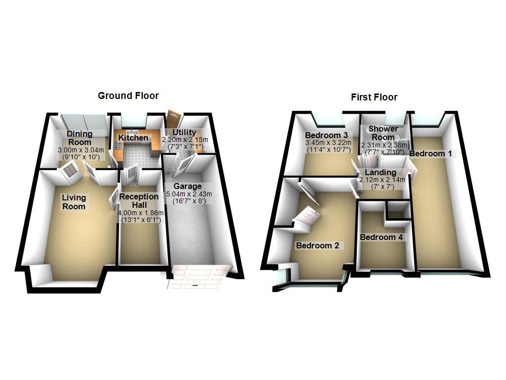 Floorplan of 4 bedroom Semi Detached House for sale, Matfen Place, Coxlodge, Tyne and Wear, NE3