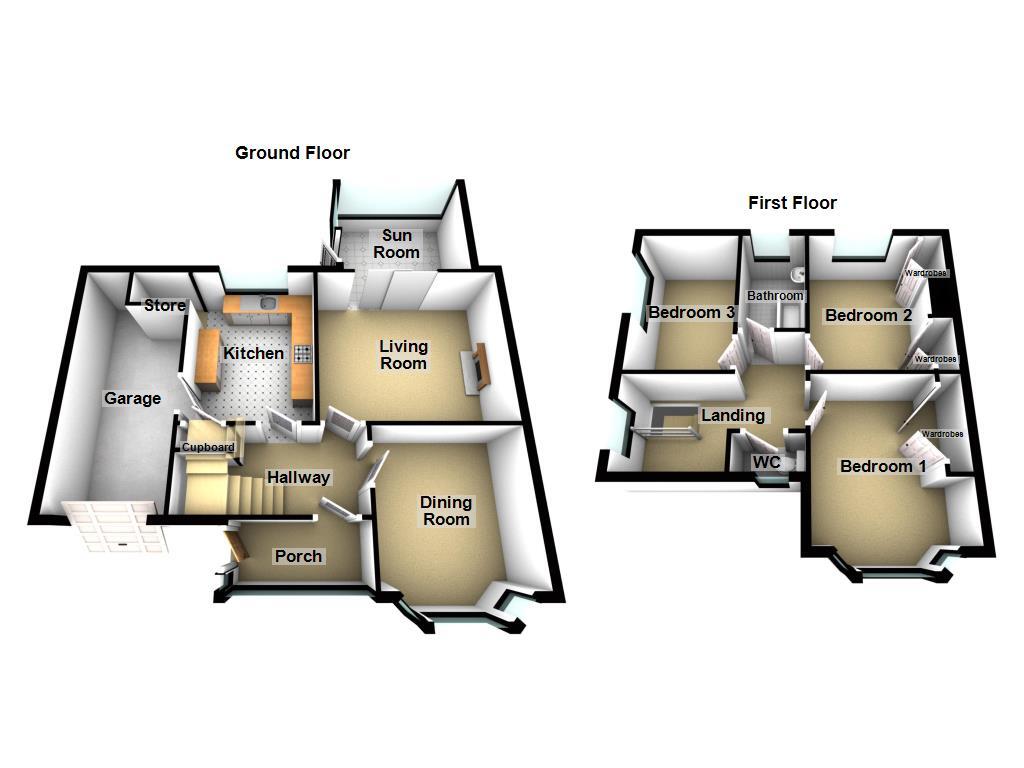 Floorplan of 3 bedroom Semi Detached House for sale, Woodlea Gardens, Newcastle upon Tyne, Tyne and Wear, NE3
