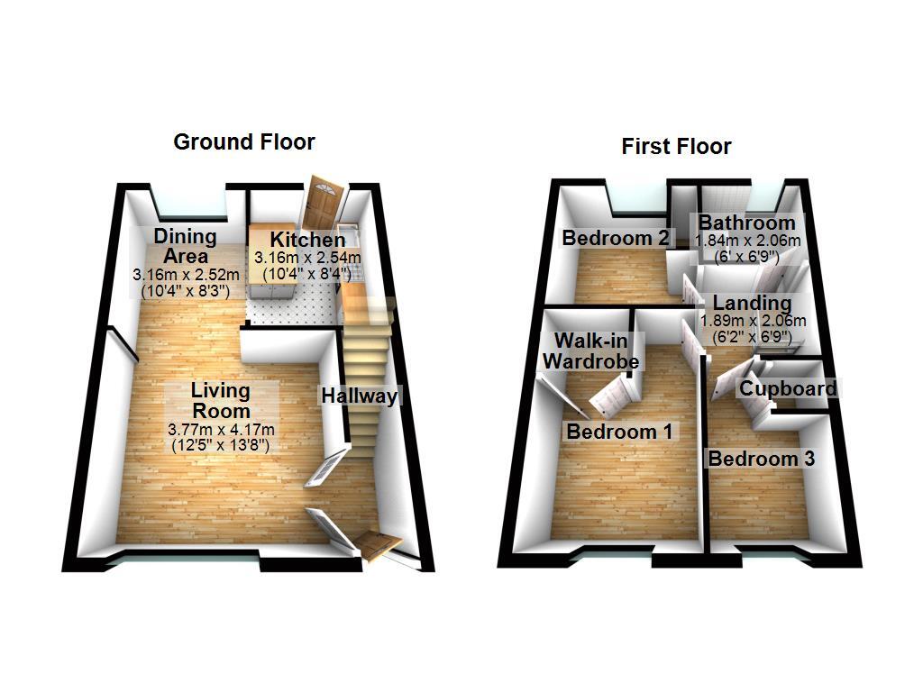 Floorplan of 3 bedroom Mid Terrace House for sale, Shannon Court, Newcastle upon Tyne, Tyne and Wear, NE3