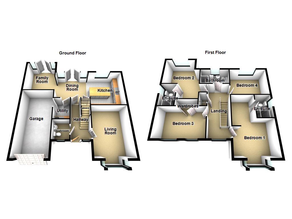 Floorplan of 4 bedroom Detached House to rent, Stoneman Court, Hazlerigg, Tyne and Wear, NE13