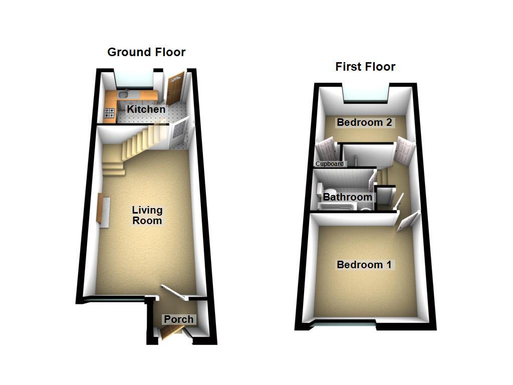 Floorplan of 2 bedroom Mid Terrace House to rent, Cranwell Court, Kingston Park, Tyne and Wear, NE3