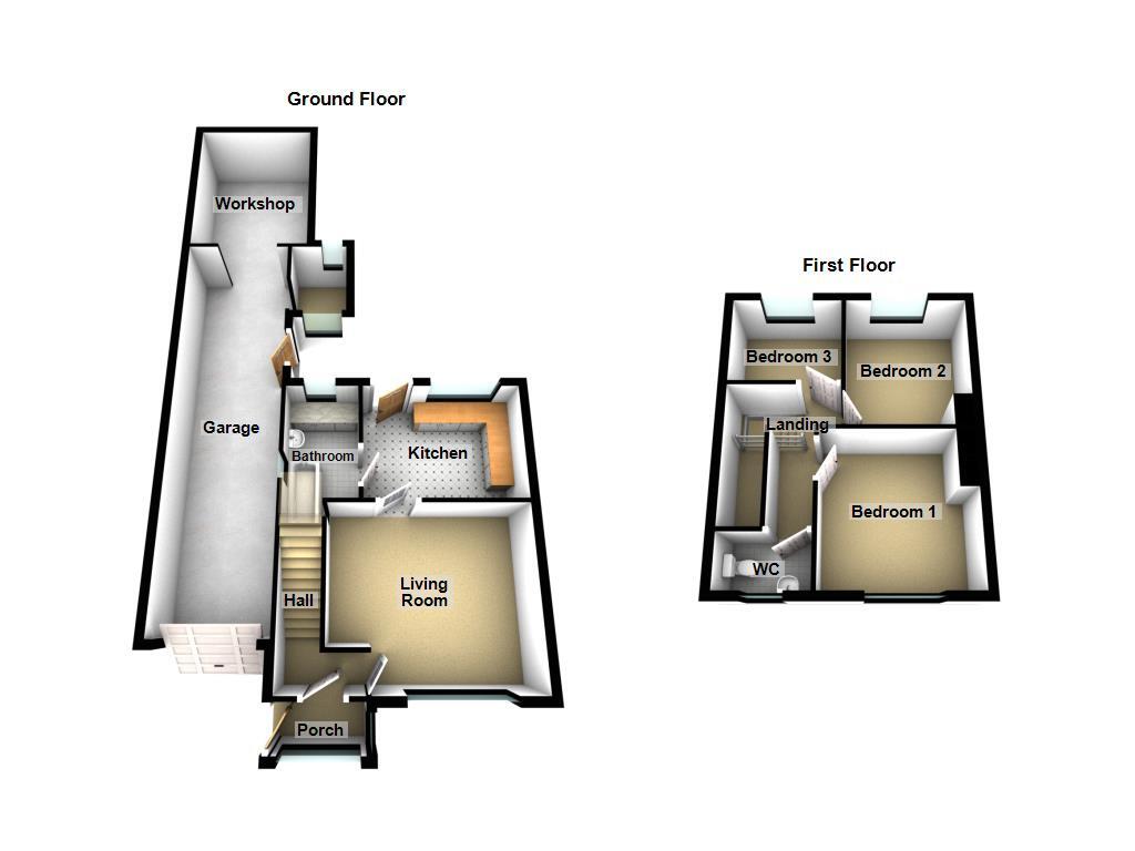 Floorplan of 3 bedroom End Terrace House for sale, Clarkes Terrace, Dudley, Tyne and Wear, NE23
